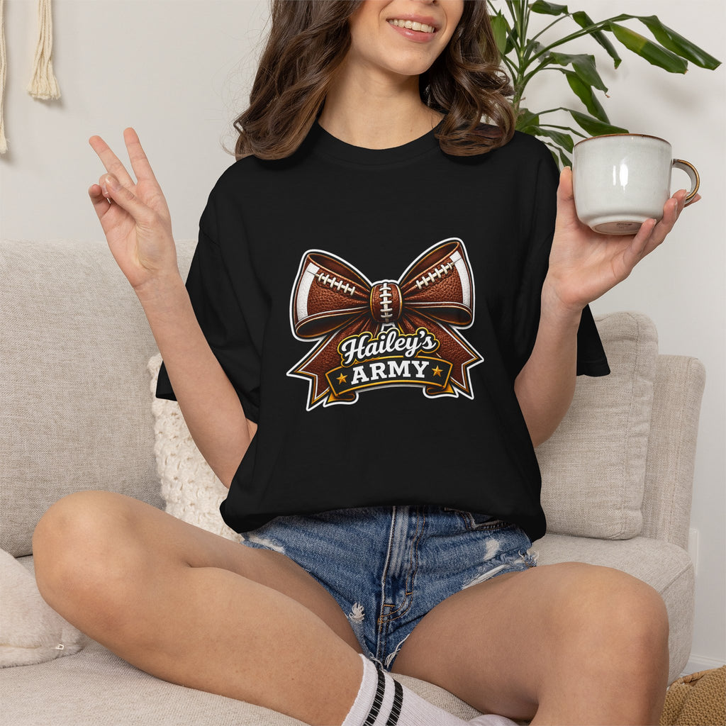 Hailey's Army Football Bow Tee