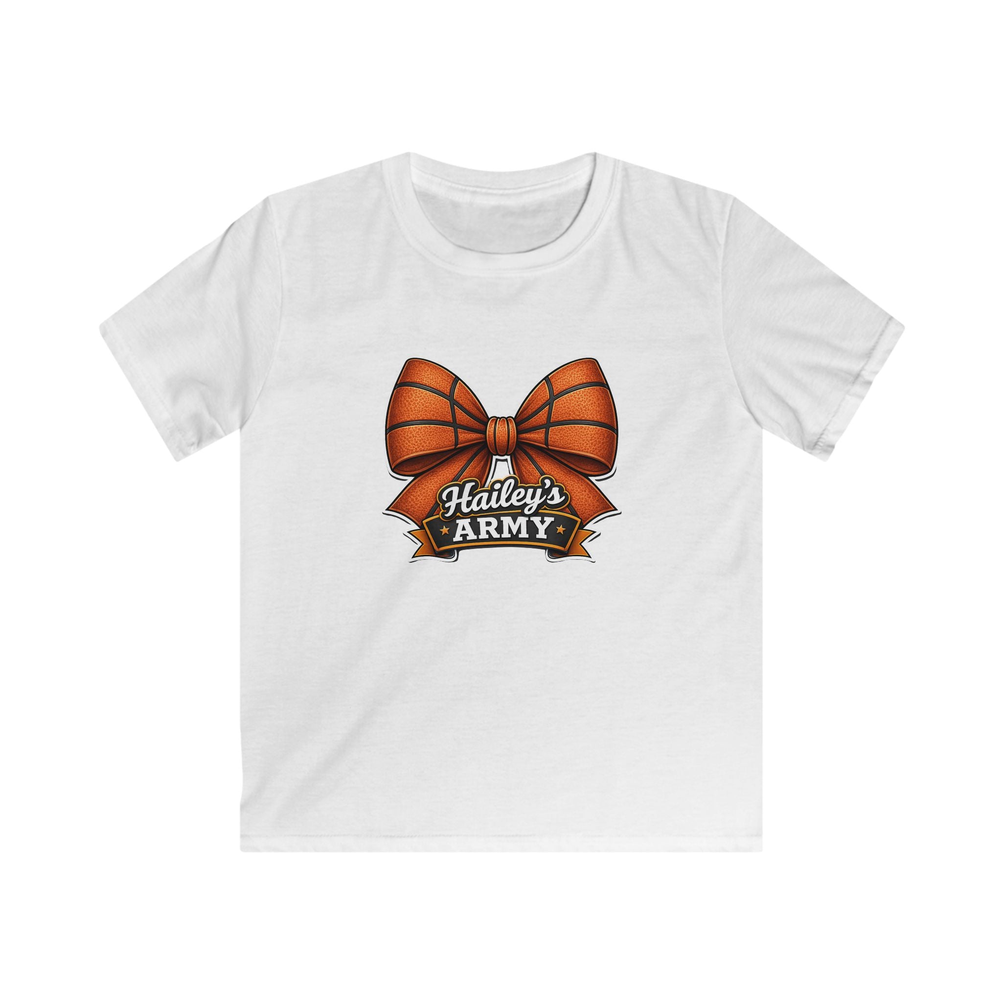 YOUTH - Hailey's Army Basketball Bow Tee
