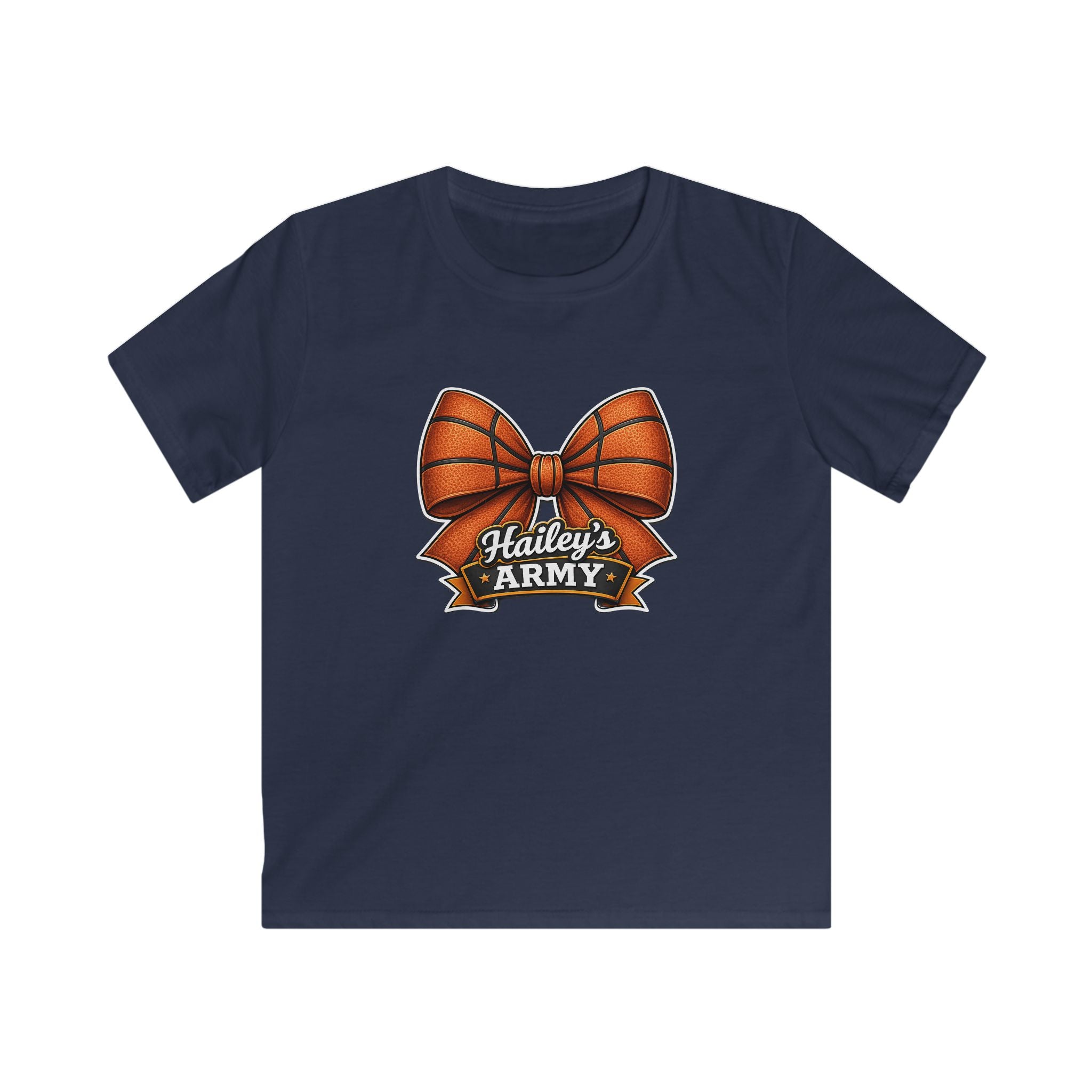 YOUTH - Hailey's Army Basketball Bow Tee