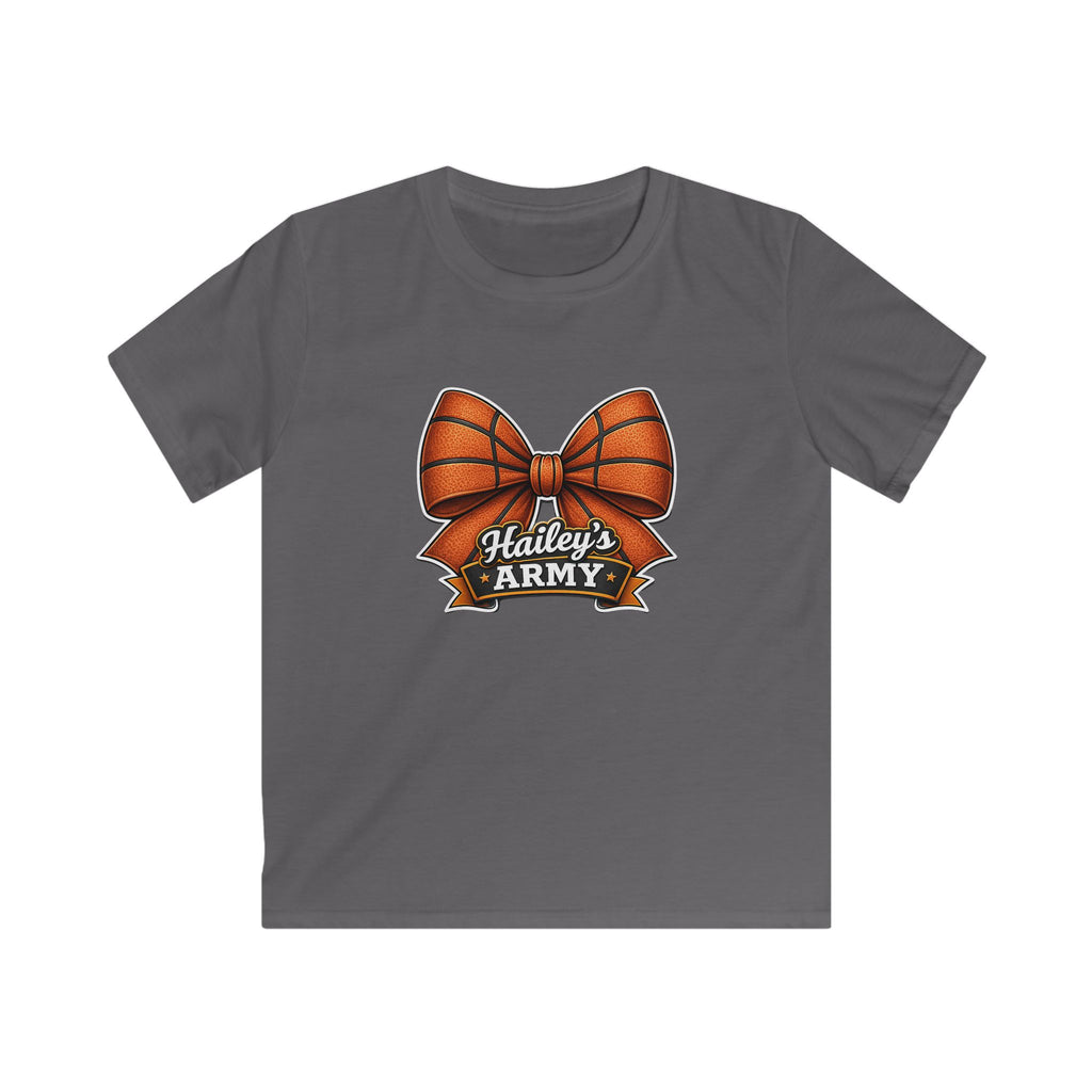 YOUTH - Hailey's Army Basketball Bow Tee