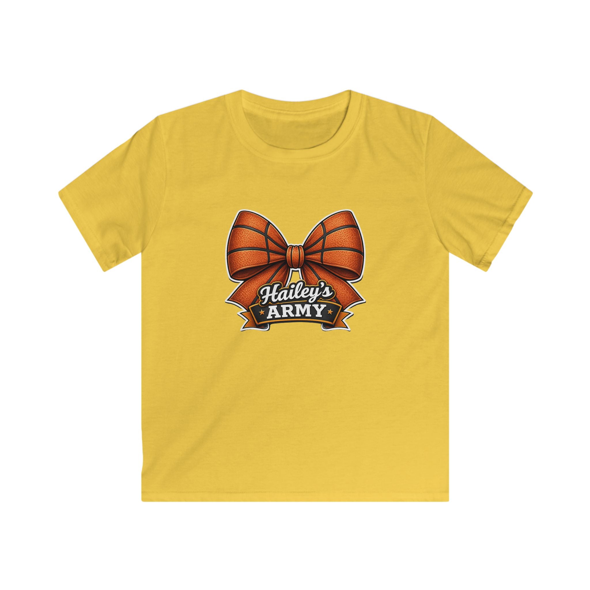 YOUTH - Hailey's Army Basketball Bow Tee