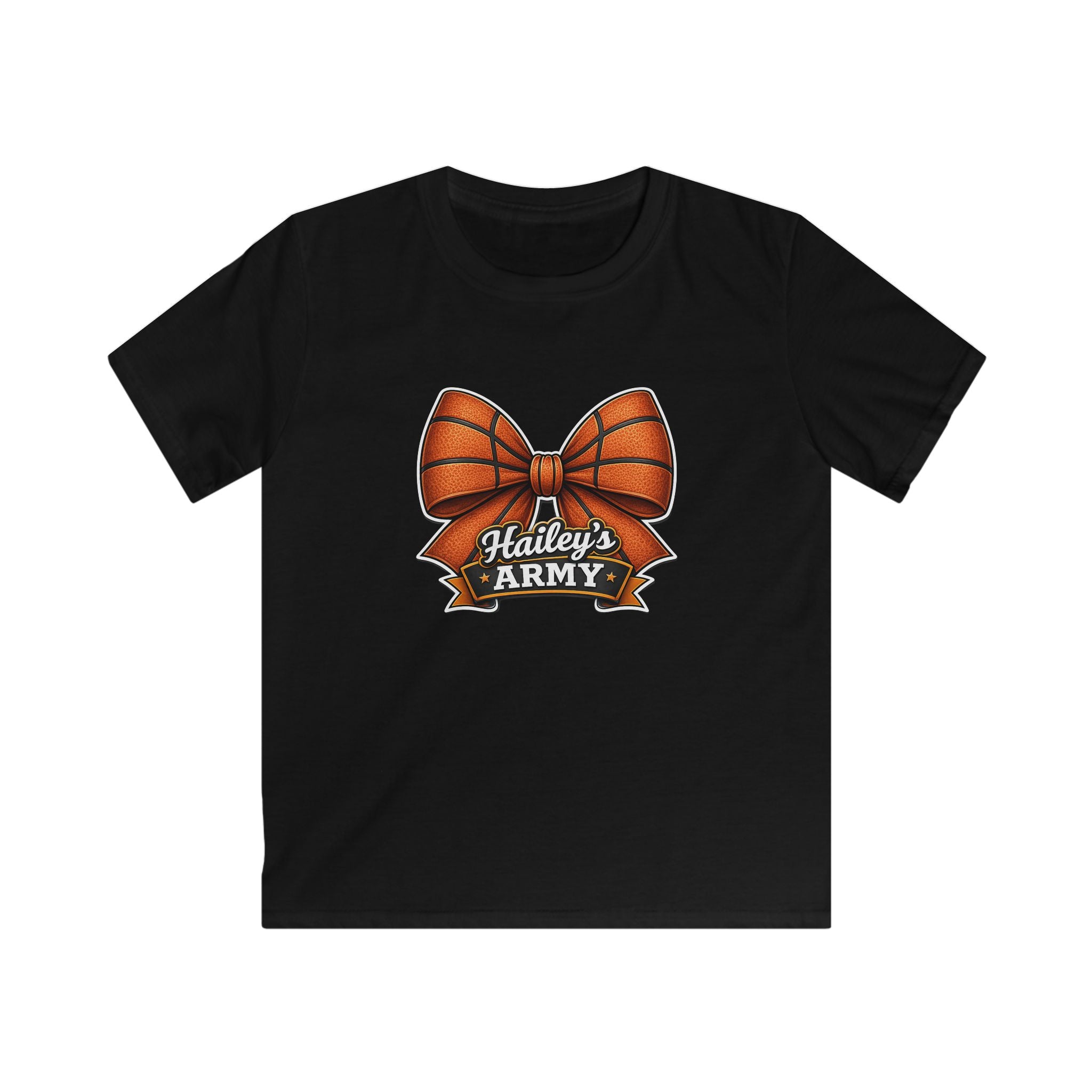YOUTH - Hailey's Army Basketball Bow Tee