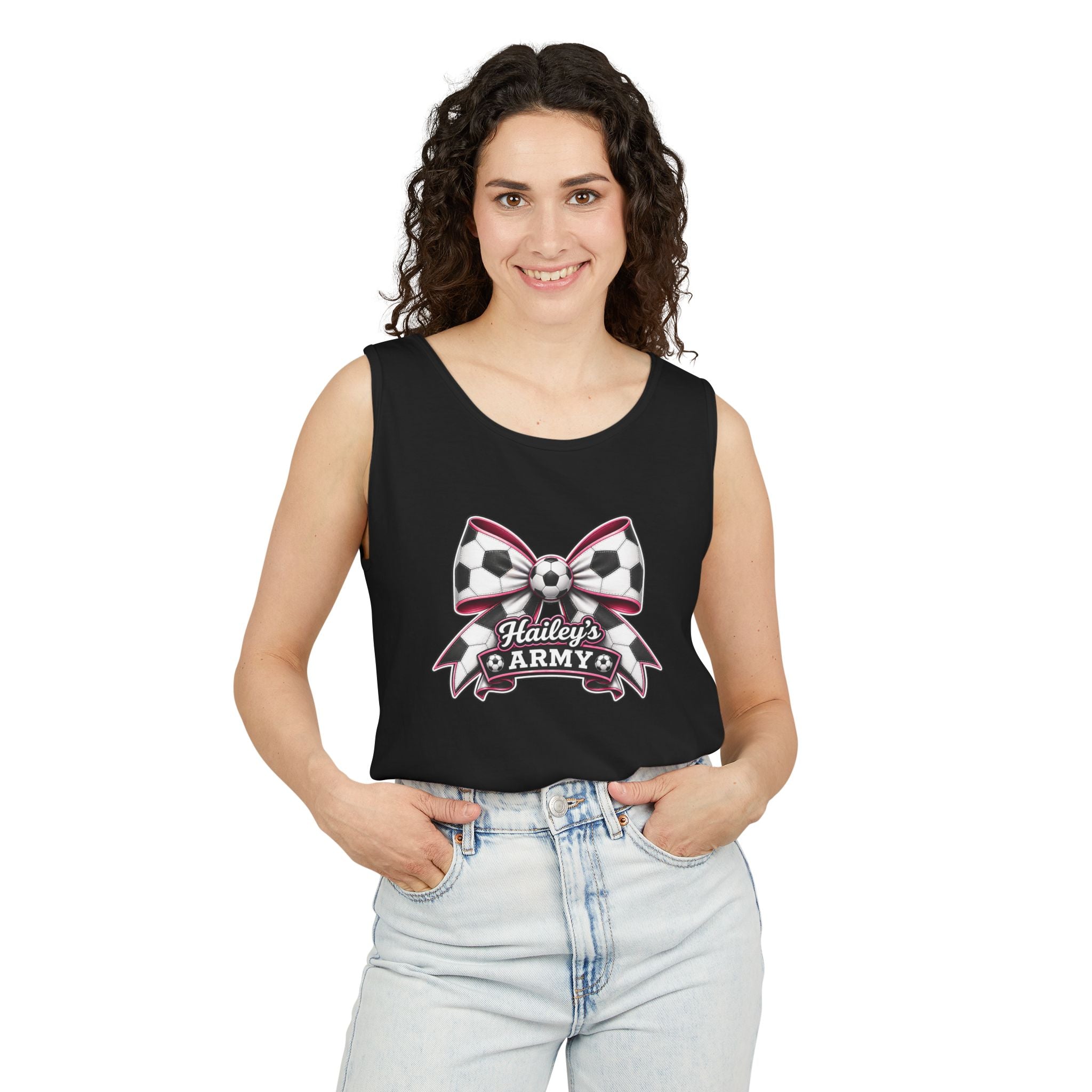 Hailey's Army Soccer Bow Tank