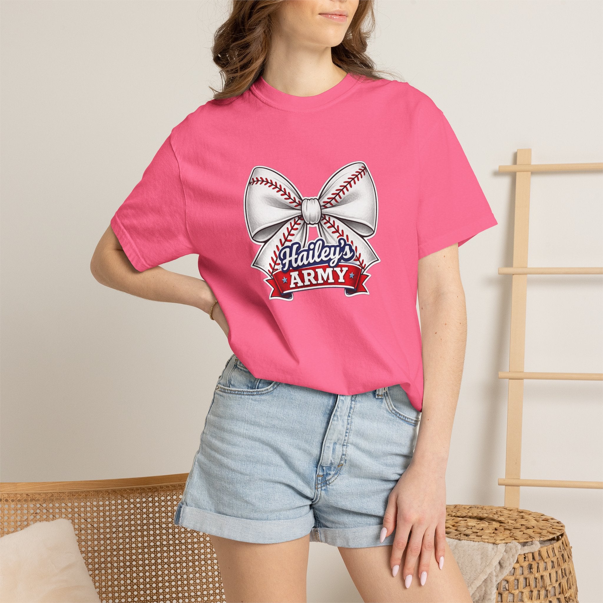 Hailey's Army Baseball Bow Tee