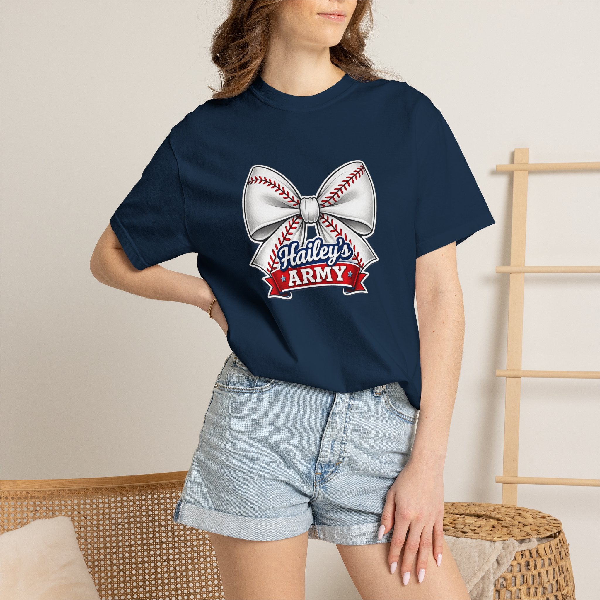 Hailey's Army Baseball Bow Tee