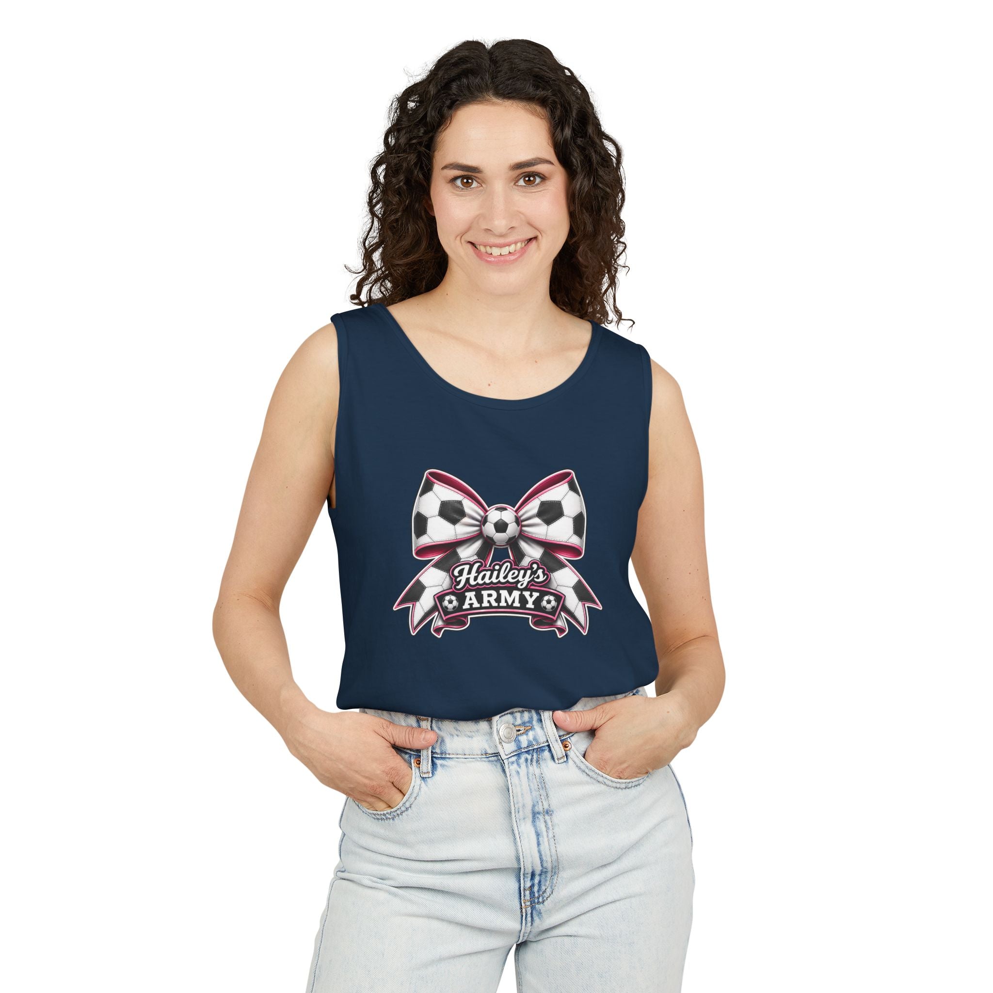 Hailey's Army Soccer Bow Tank