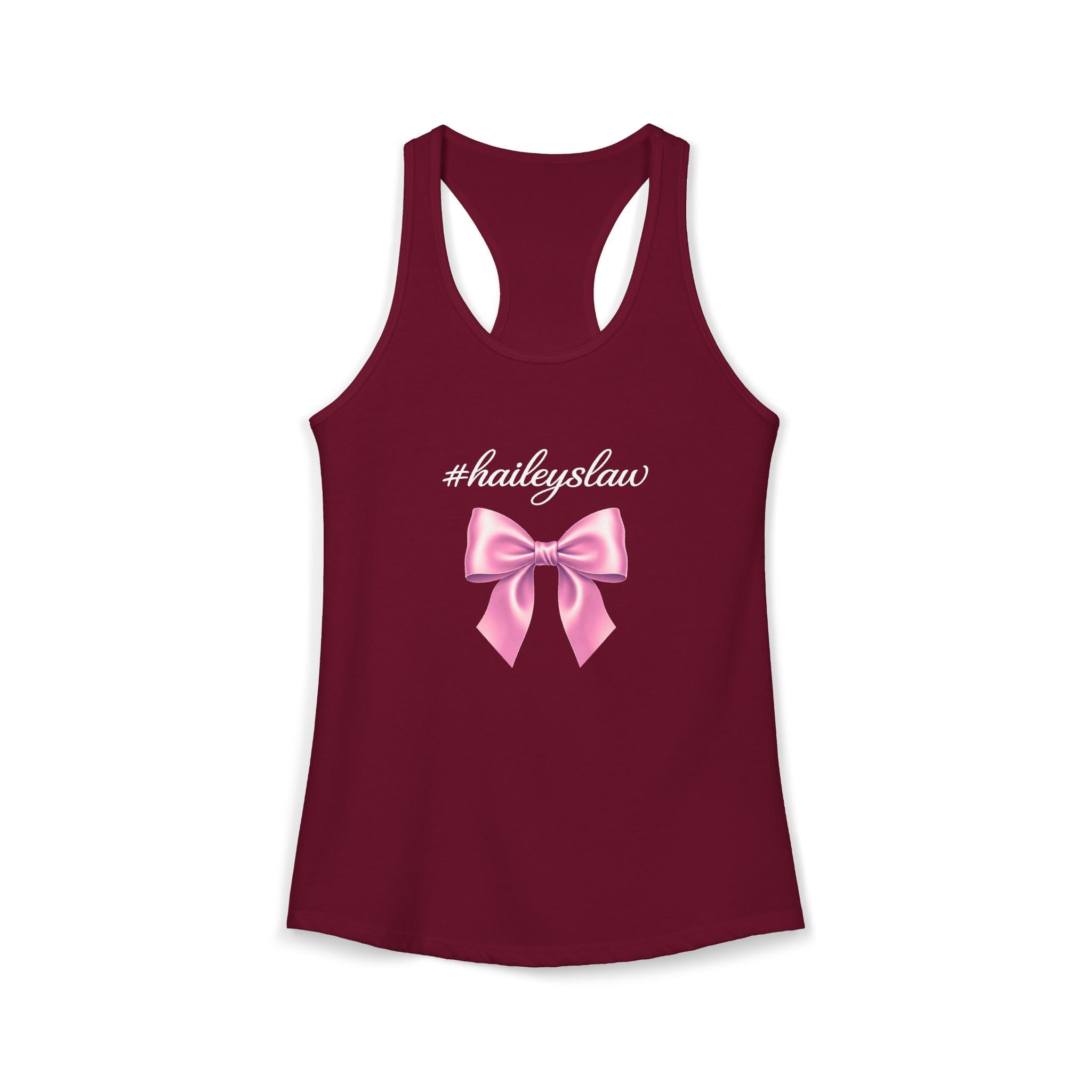 Hailey's Law Pink Bow Racerback Tank