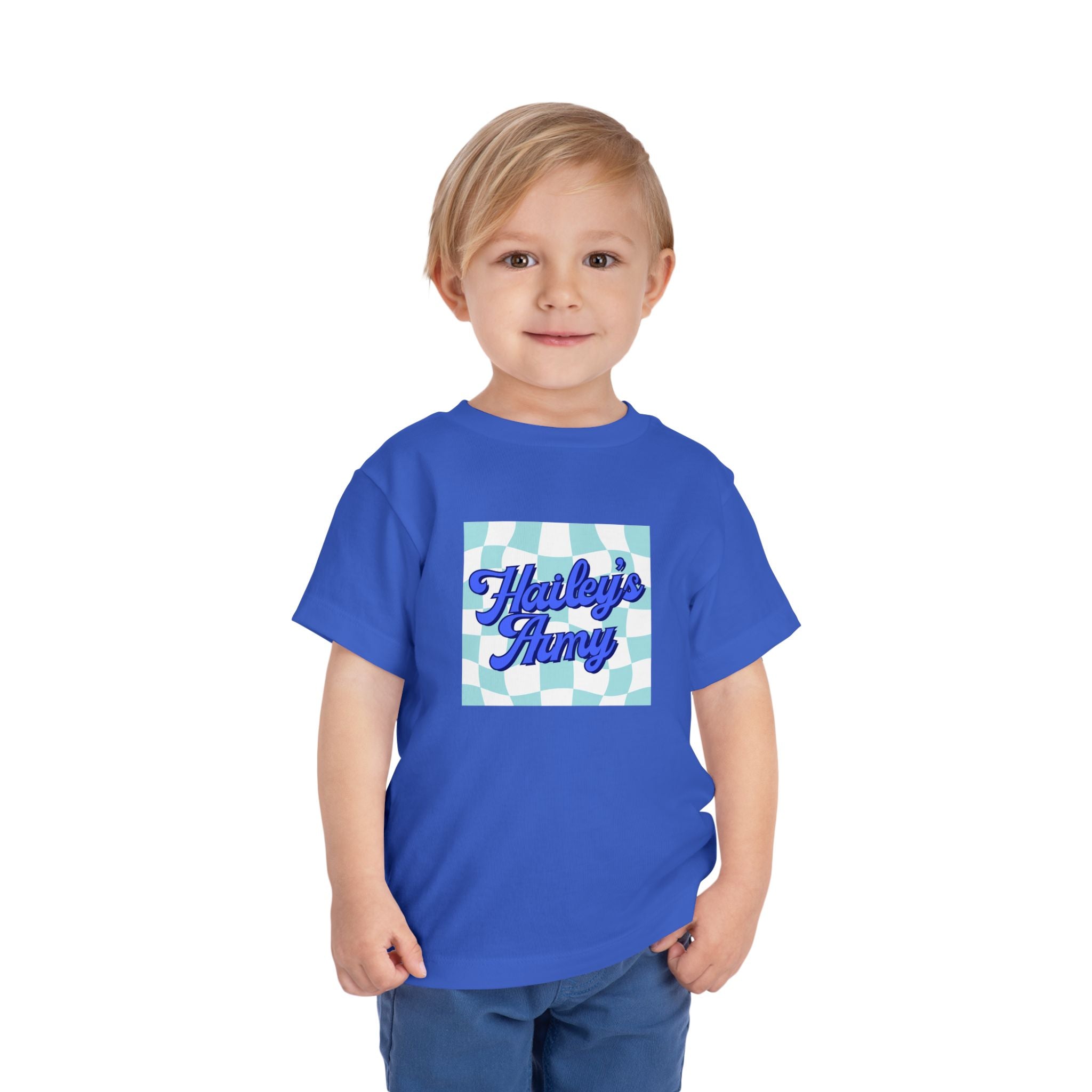 Hailey's Army Pink/Blue Retro Checkerboard Tee - TODDLER