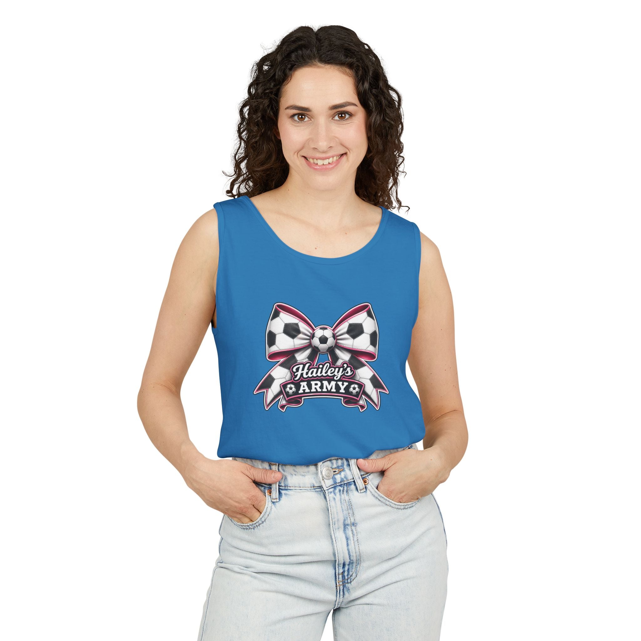 Hailey's Army Soccer Bow Tank