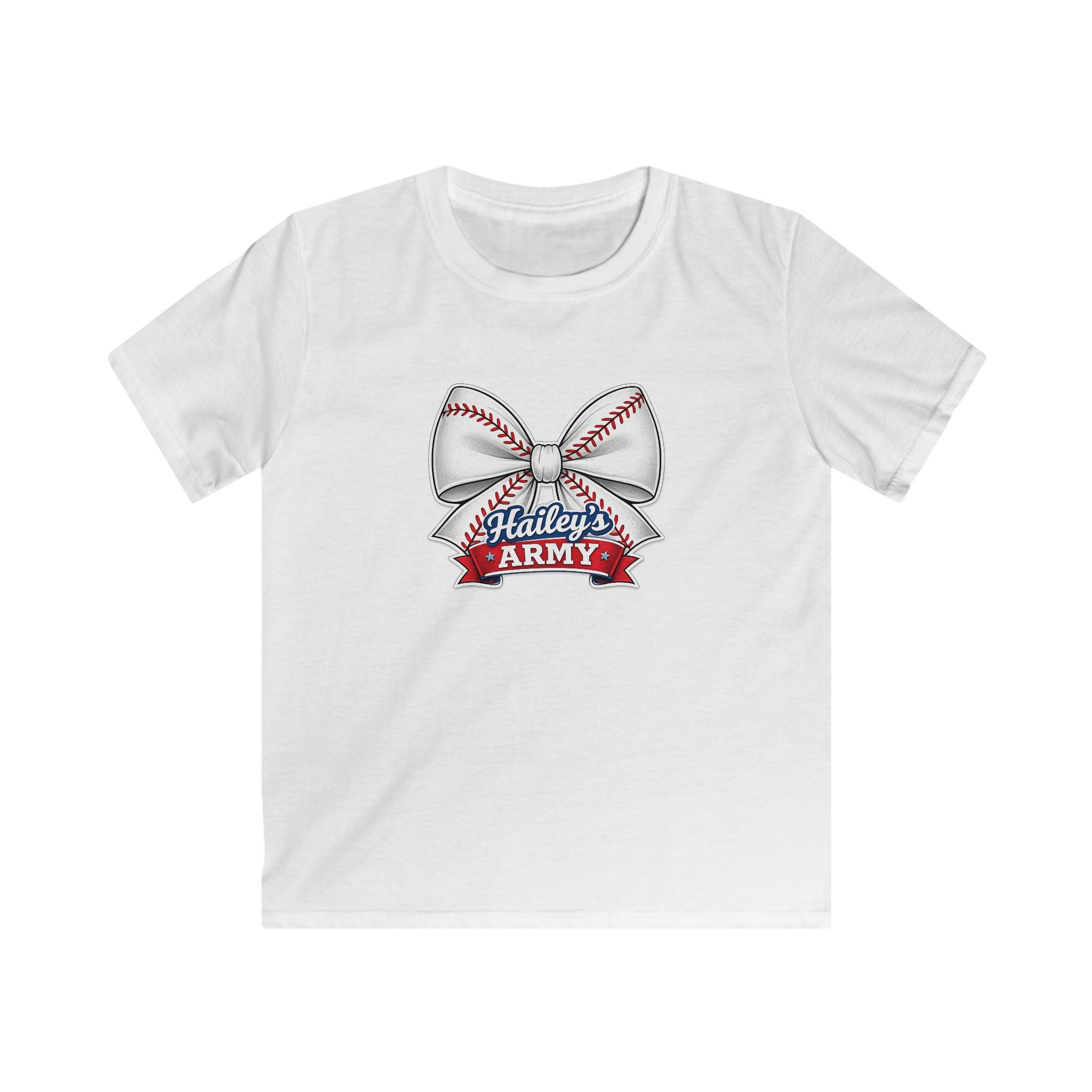 YOUTH - Hailey's Army Baseball Bow Tee