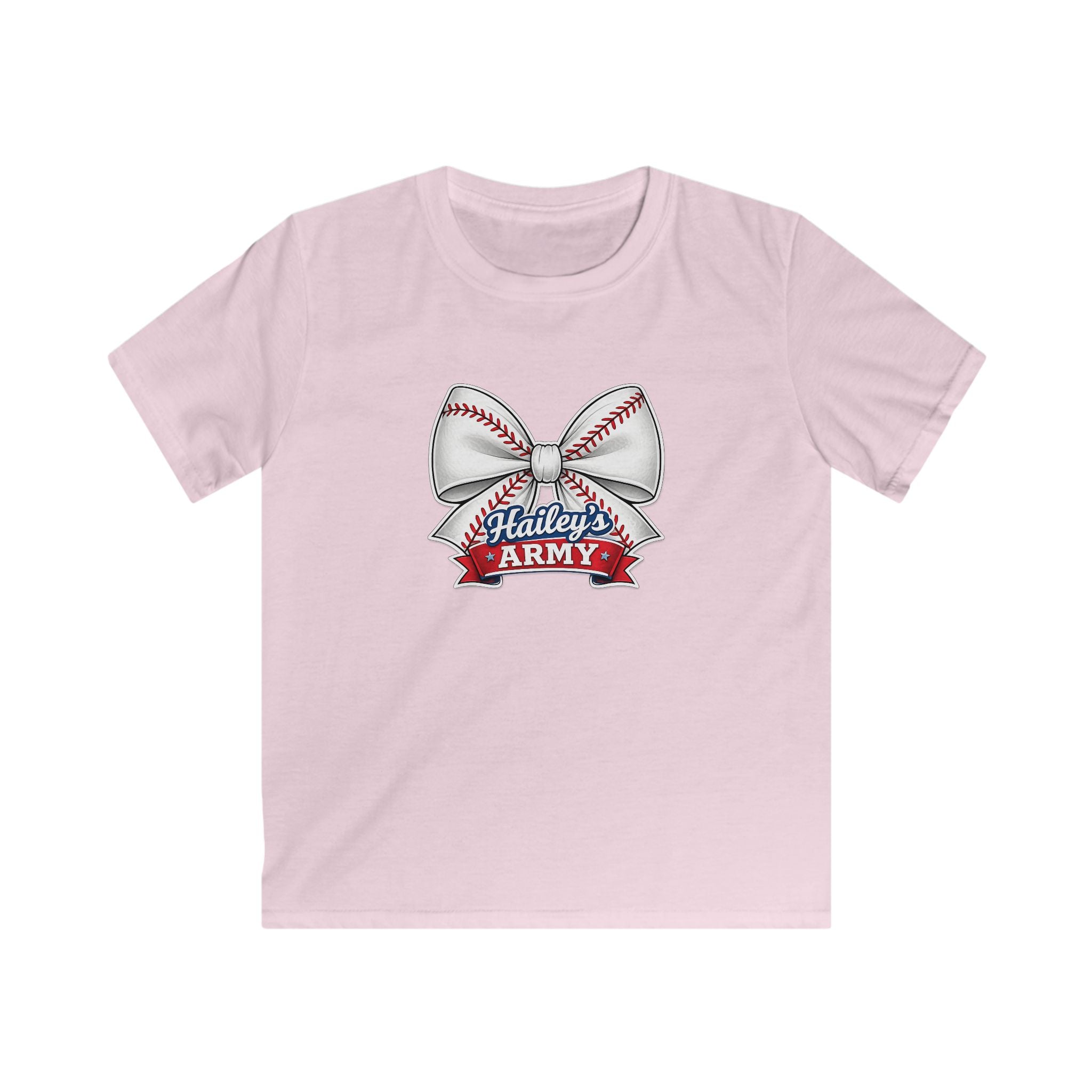 YOUTH - Hailey's Army Baseball Bow Tee
