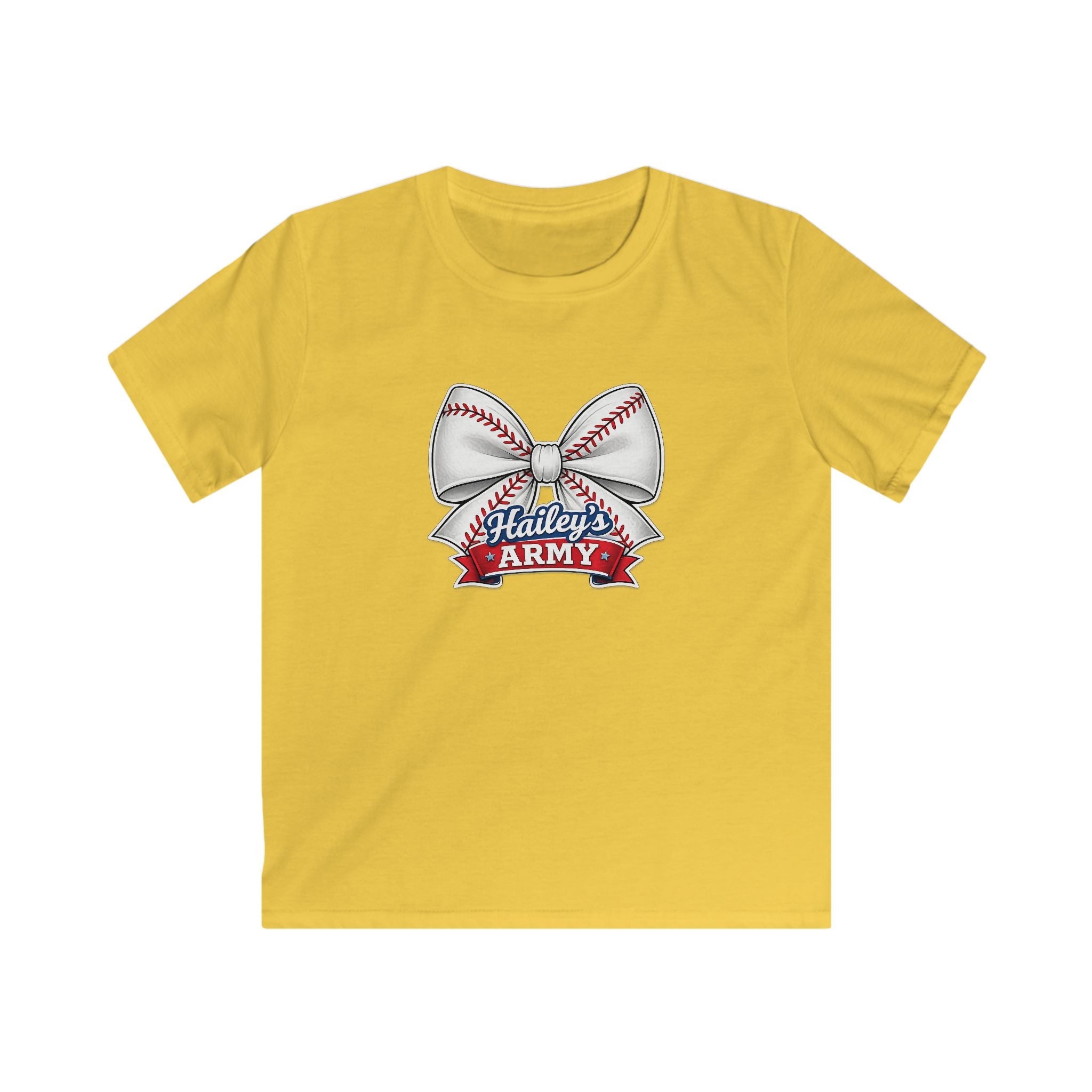 YOUTH - Hailey's Army Baseball Bow Tee