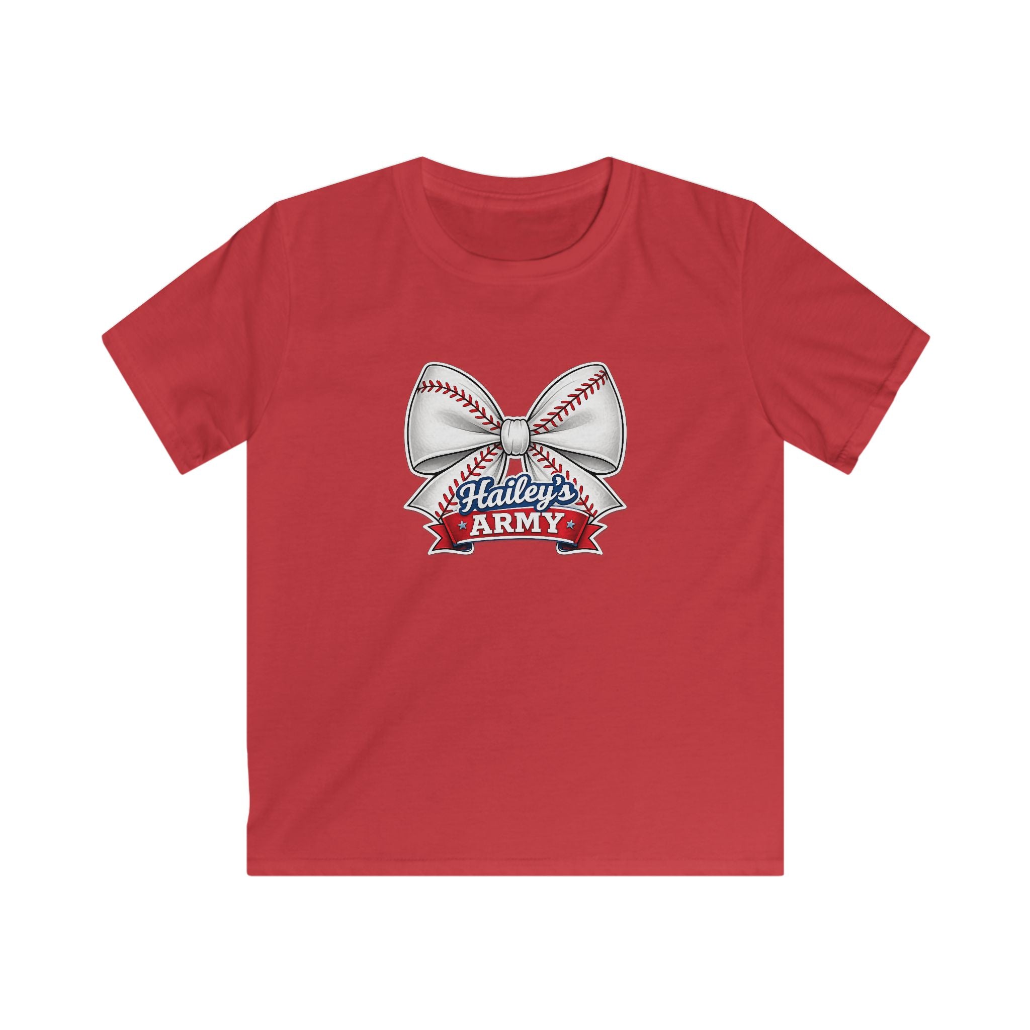 YOUTH - Hailey's Army Baseball Bow Tee