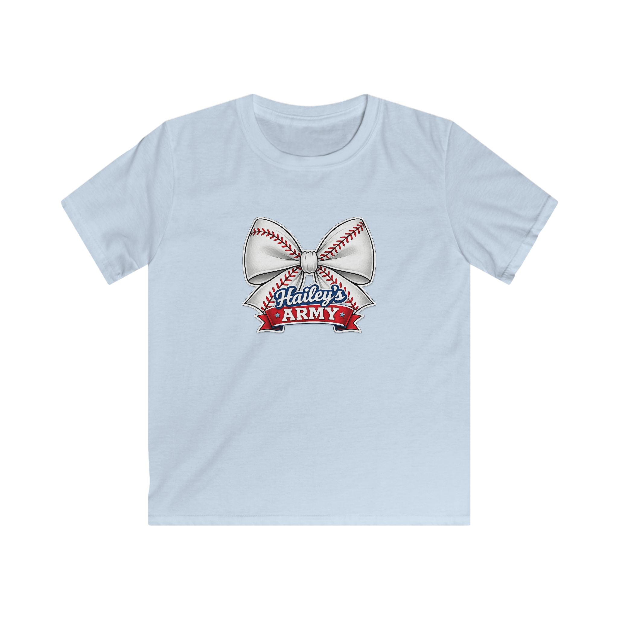 YOUTH - Hailey's Army Baseball Bow Tee