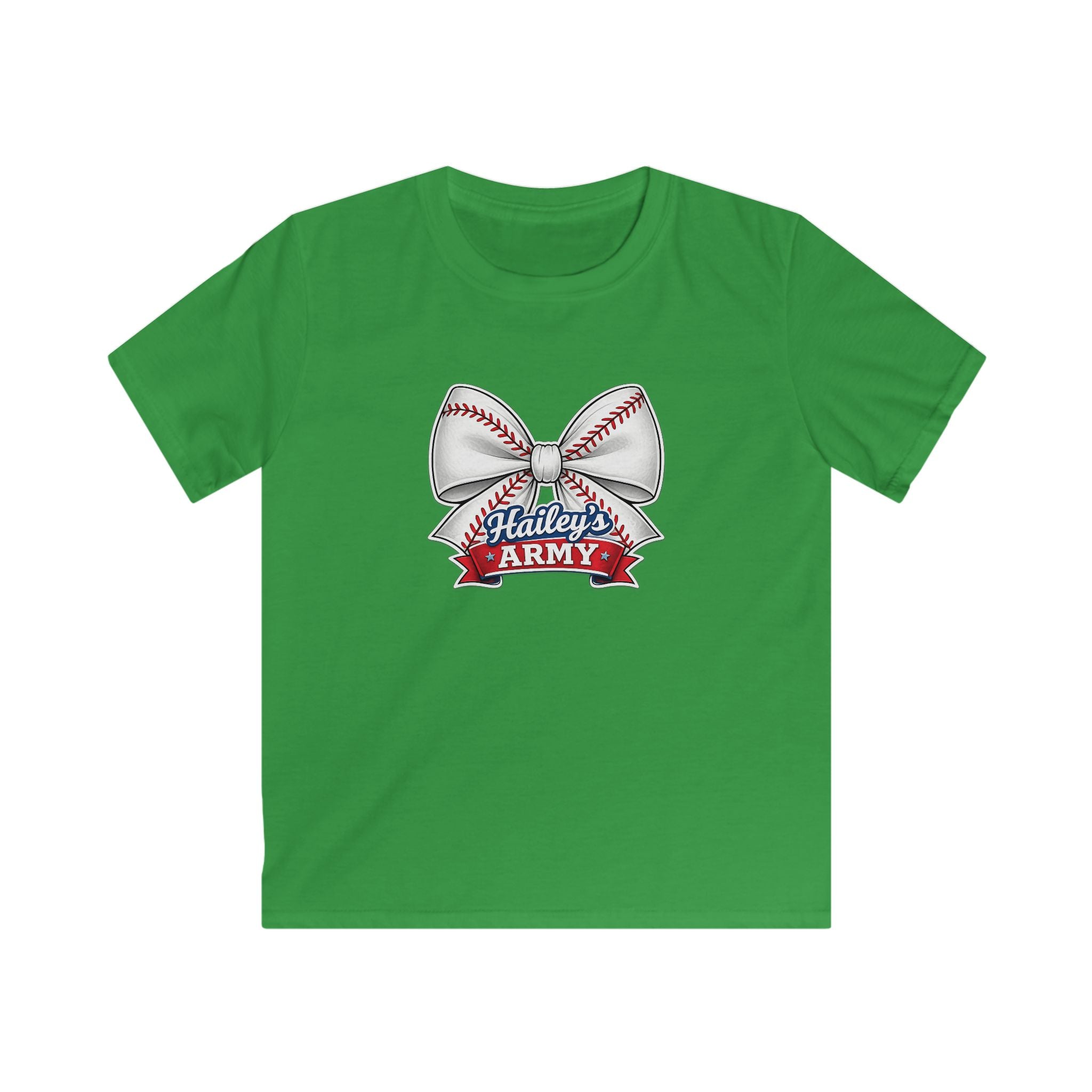 YOUTH - Hailey's Army Baseball Bow Tee
