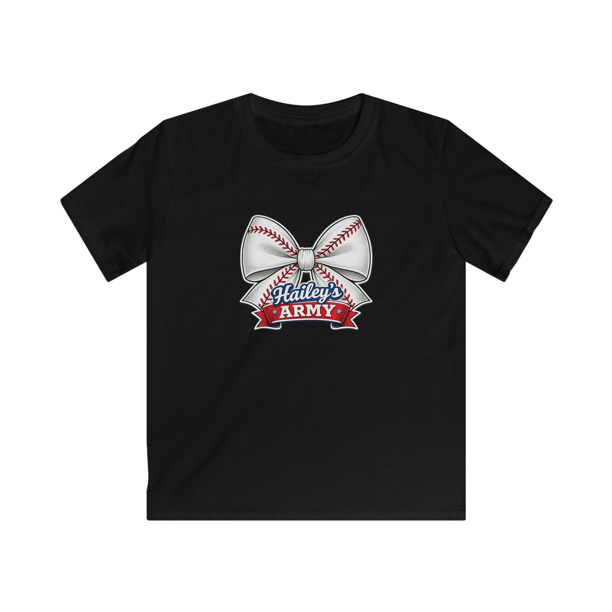 YOUTH - Hailey's Army Baseball Bow Tee
