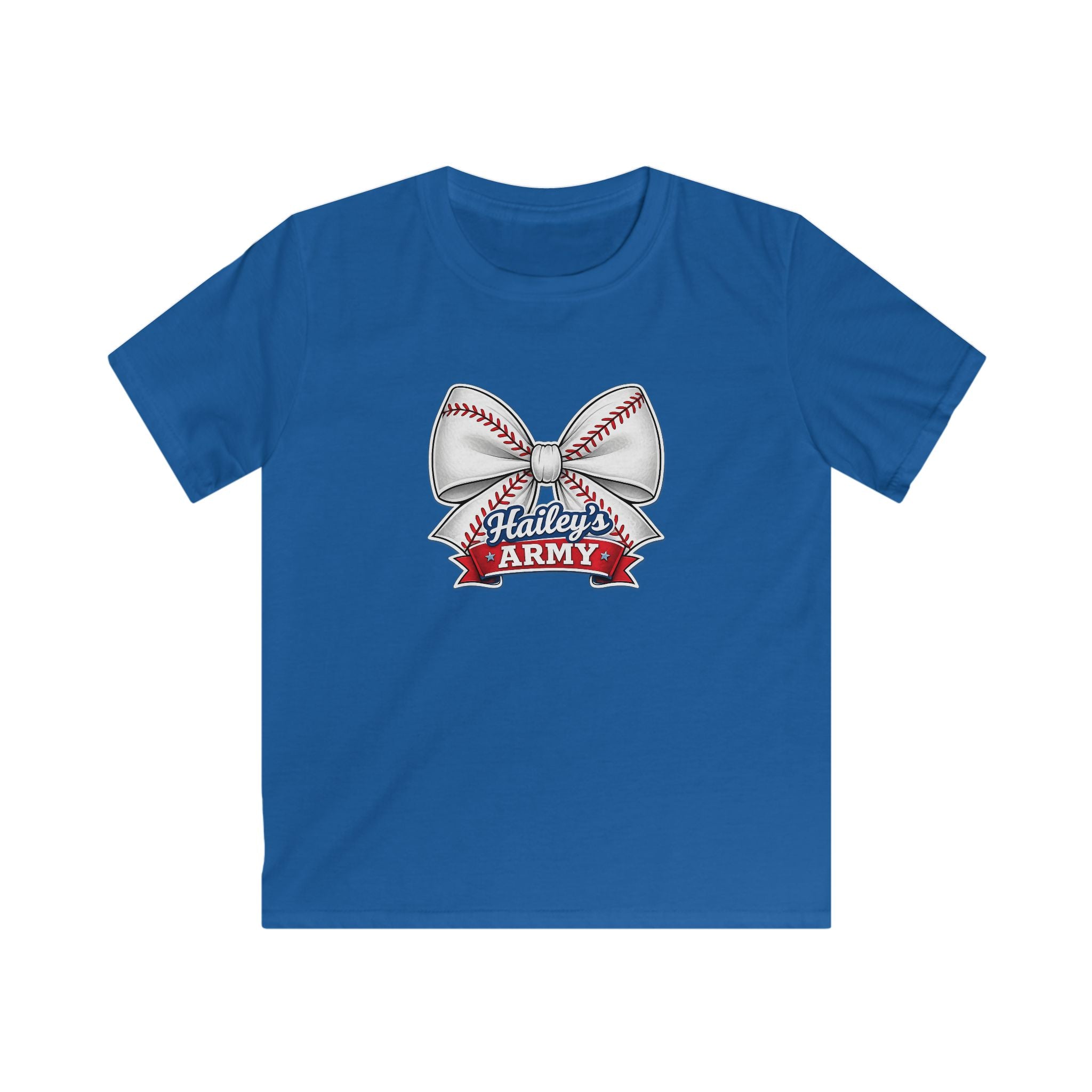 YOUTH - Hailey's Army Baseball Bow Tee