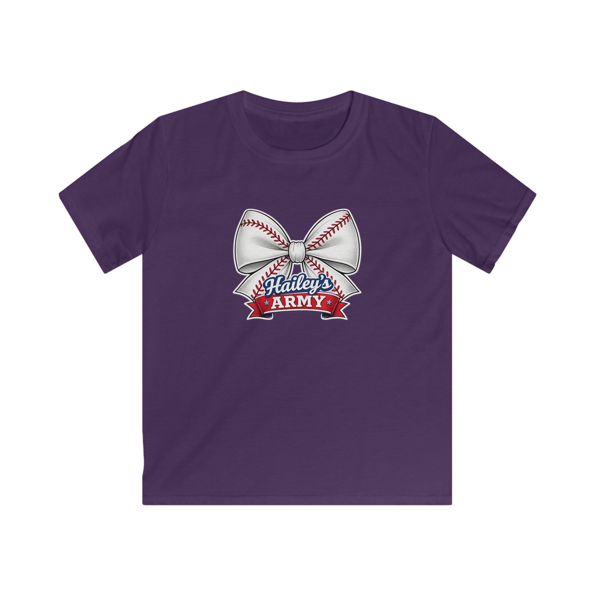 YOUTH - Hailey's Army Baseball Bow Tee