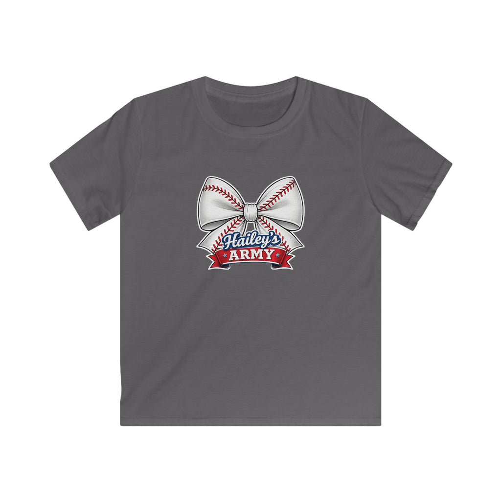 YOUTH - Hailey's Army Baseball Bow Tee