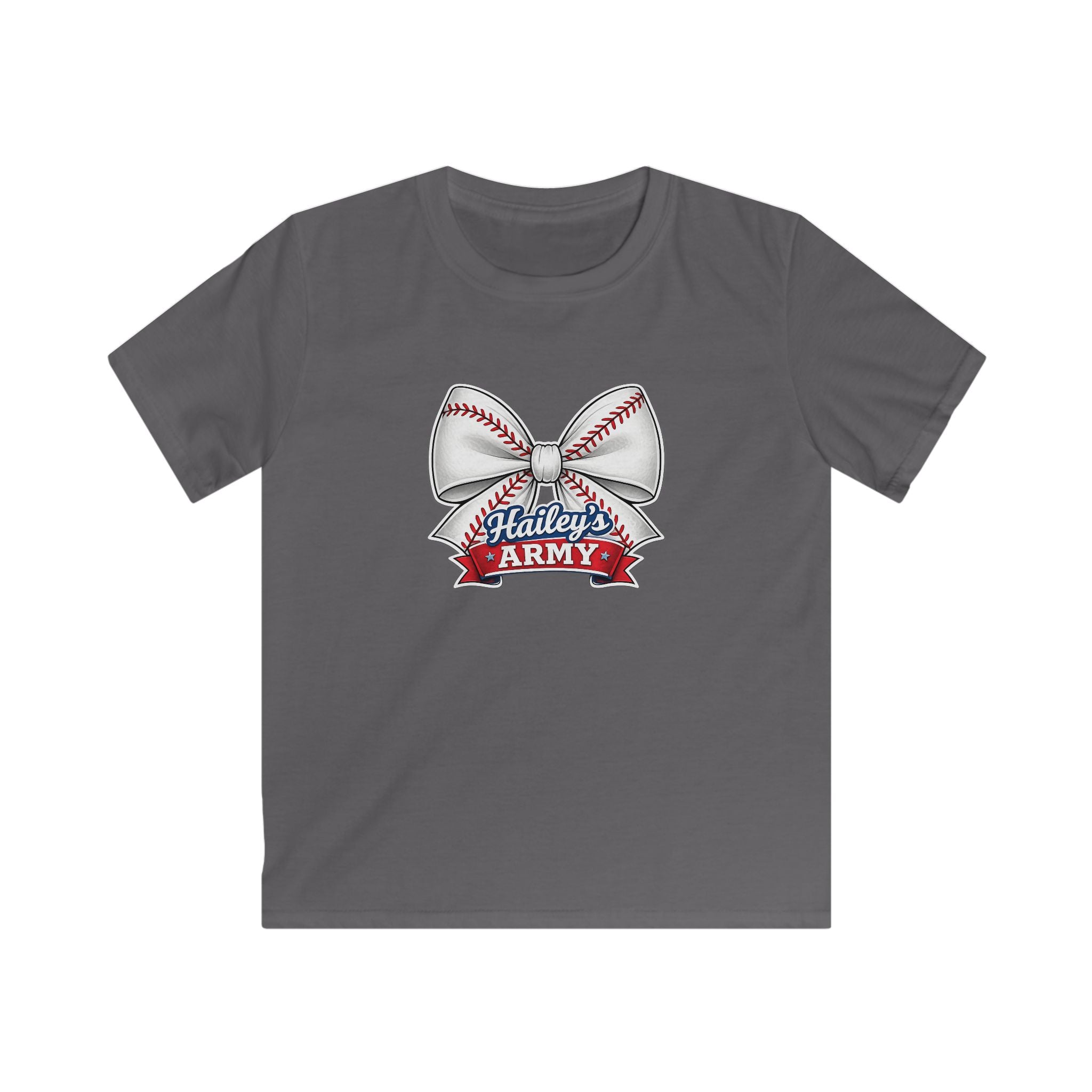 YOUTH - Hailey's Army Baseball Bow Tee
