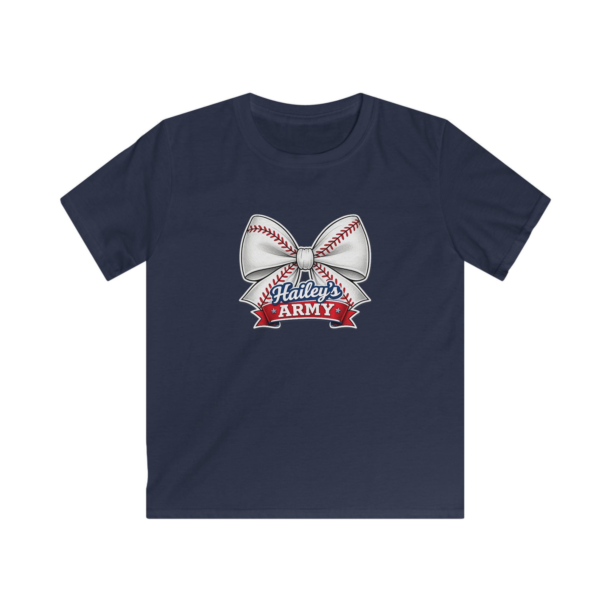 YOUTH - Hailey's Army Baseball Bow Tee