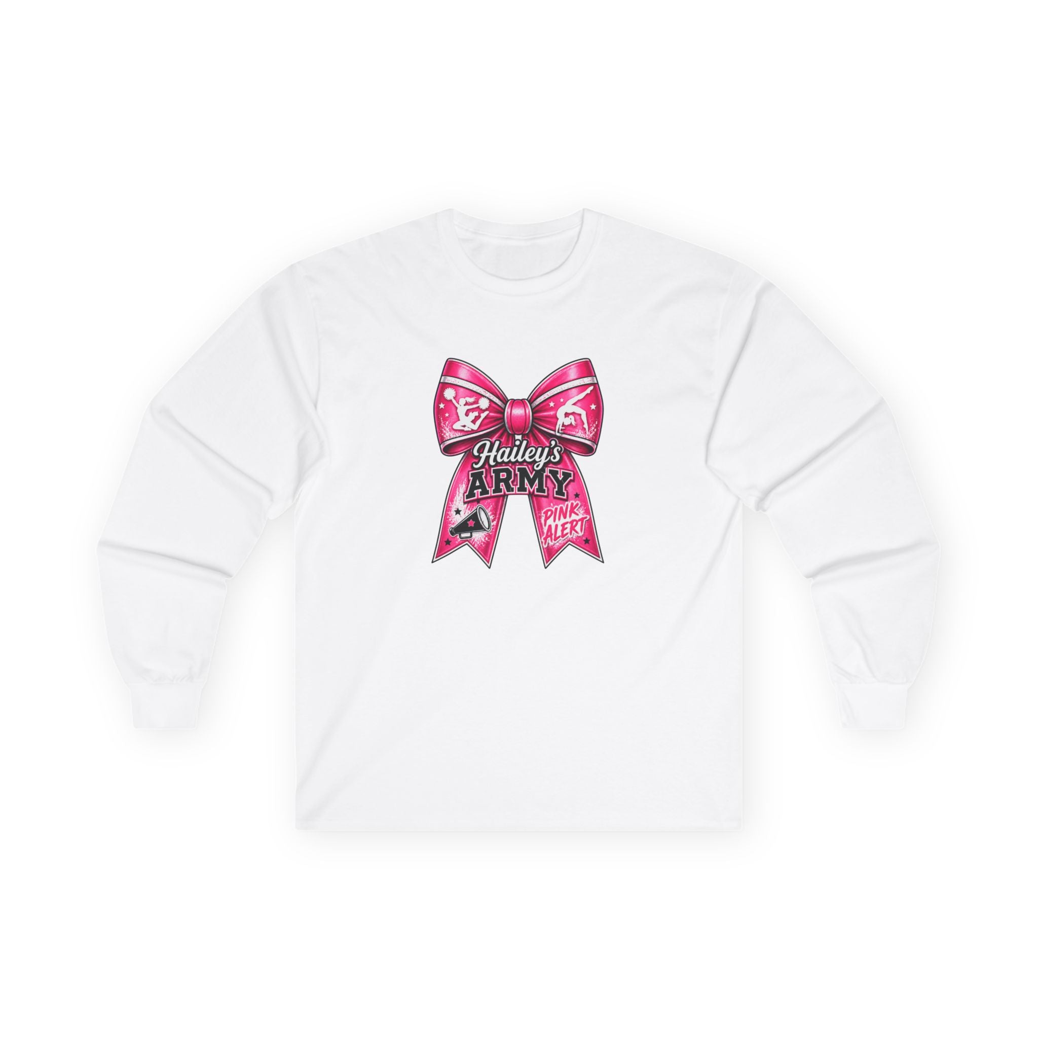 Hailey's Army Cheer/Gymnastics Bow Long Sleeve Tee