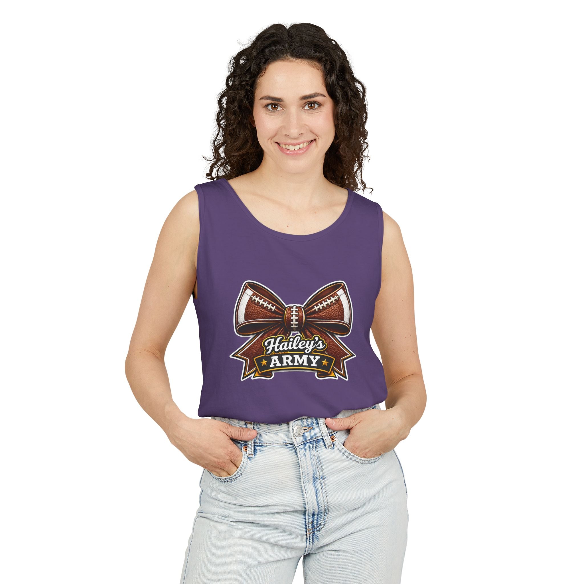 Hailey's Army Football Bow Tank Top