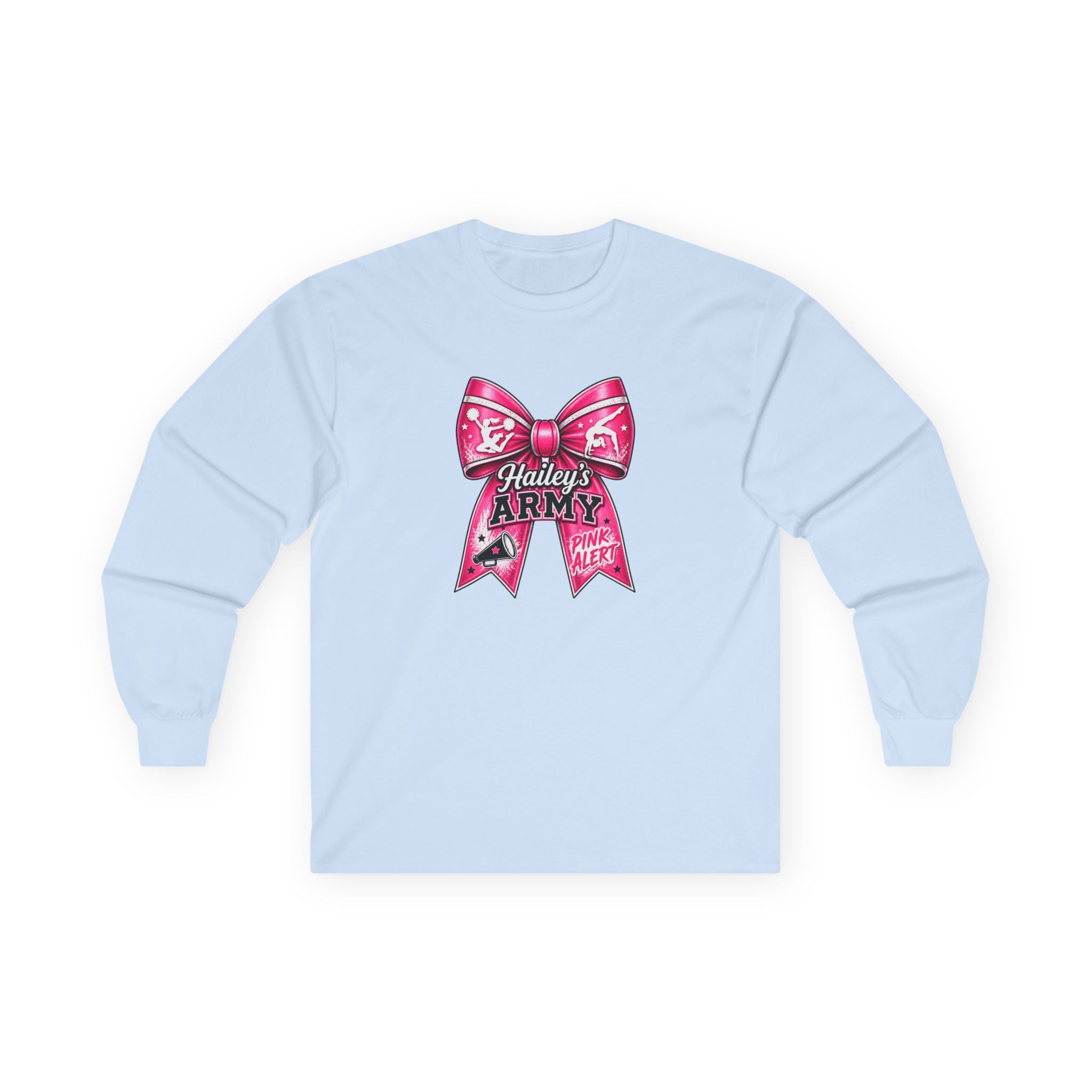 Hailey's Army Cheer/Gymnastics Bow Long Sleeve Tee