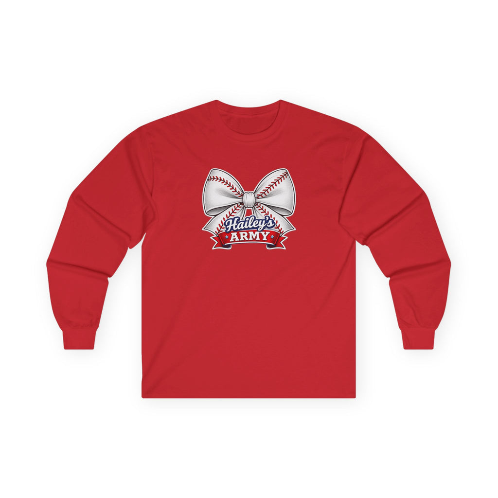 Hailey's Army Baseball Bow Long Sleeve Tee