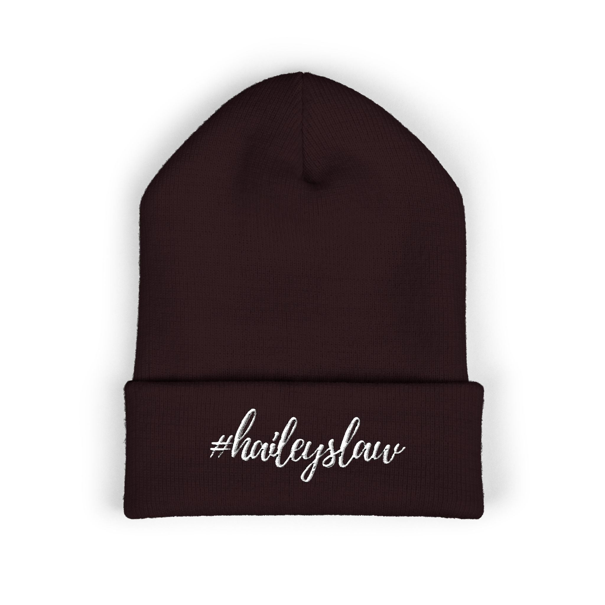 #haileyslaw Embroidered Cuffed Beanie