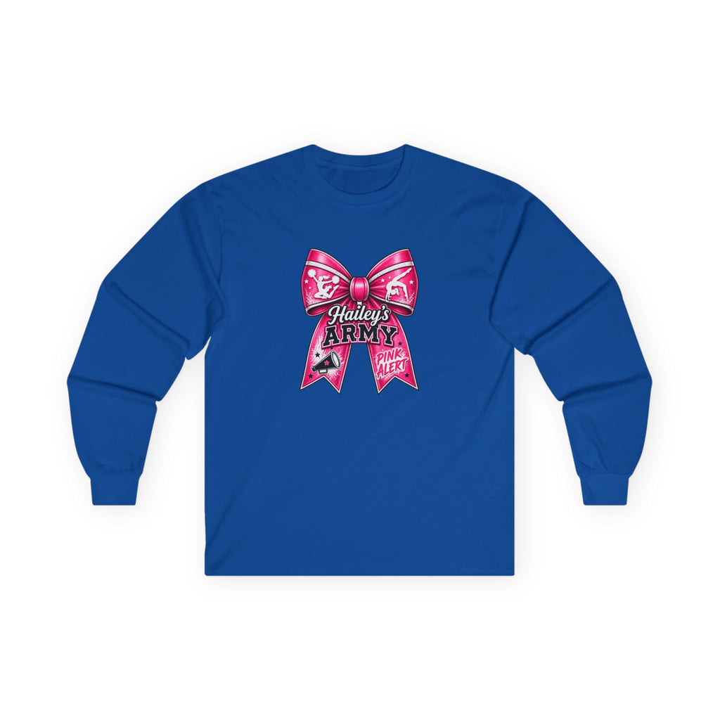 Hailey's Army Cheer/Gymnastics Bow Long Sleeve Tee
