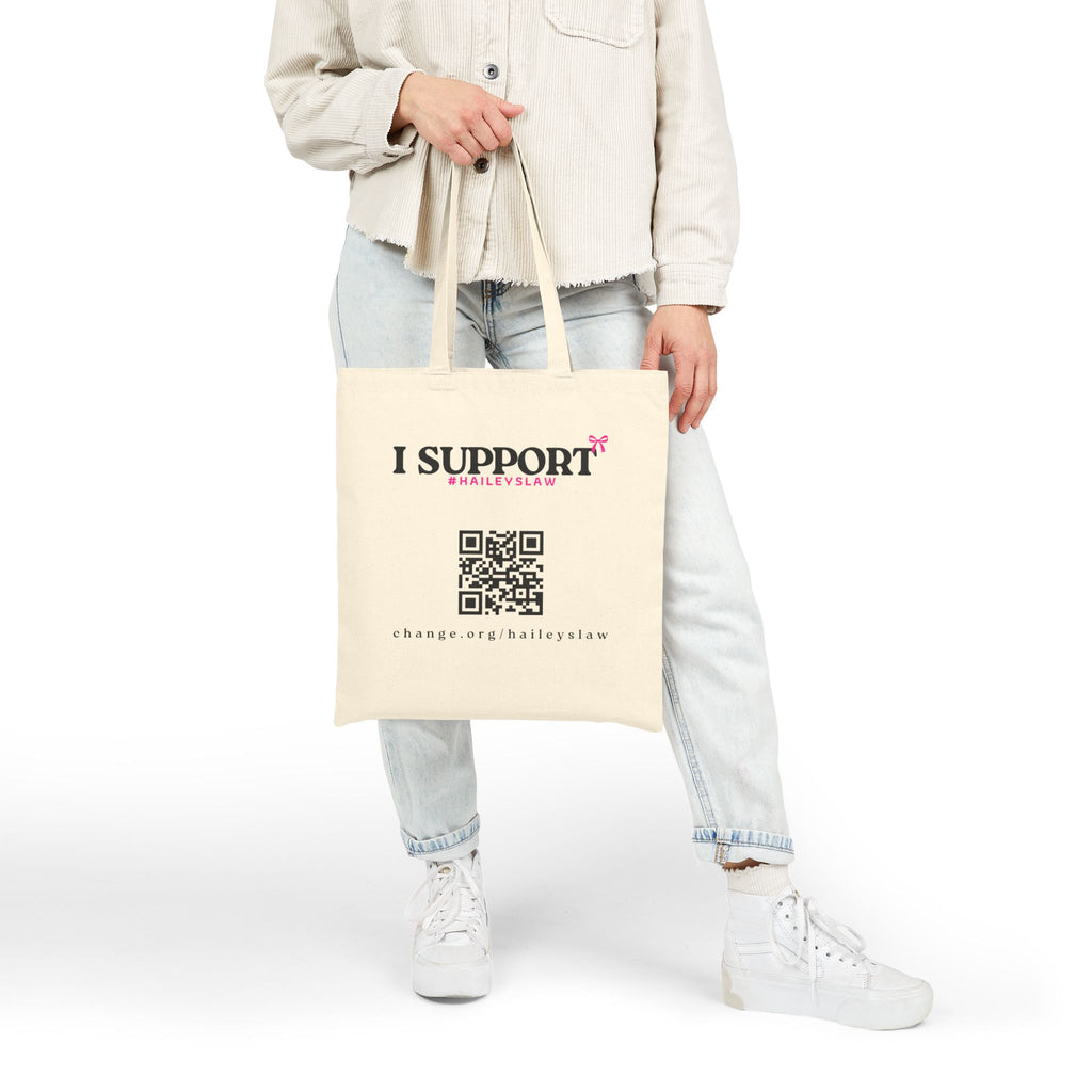 Support Hailey's Law Cotton Canvas Tote - QR Petition
