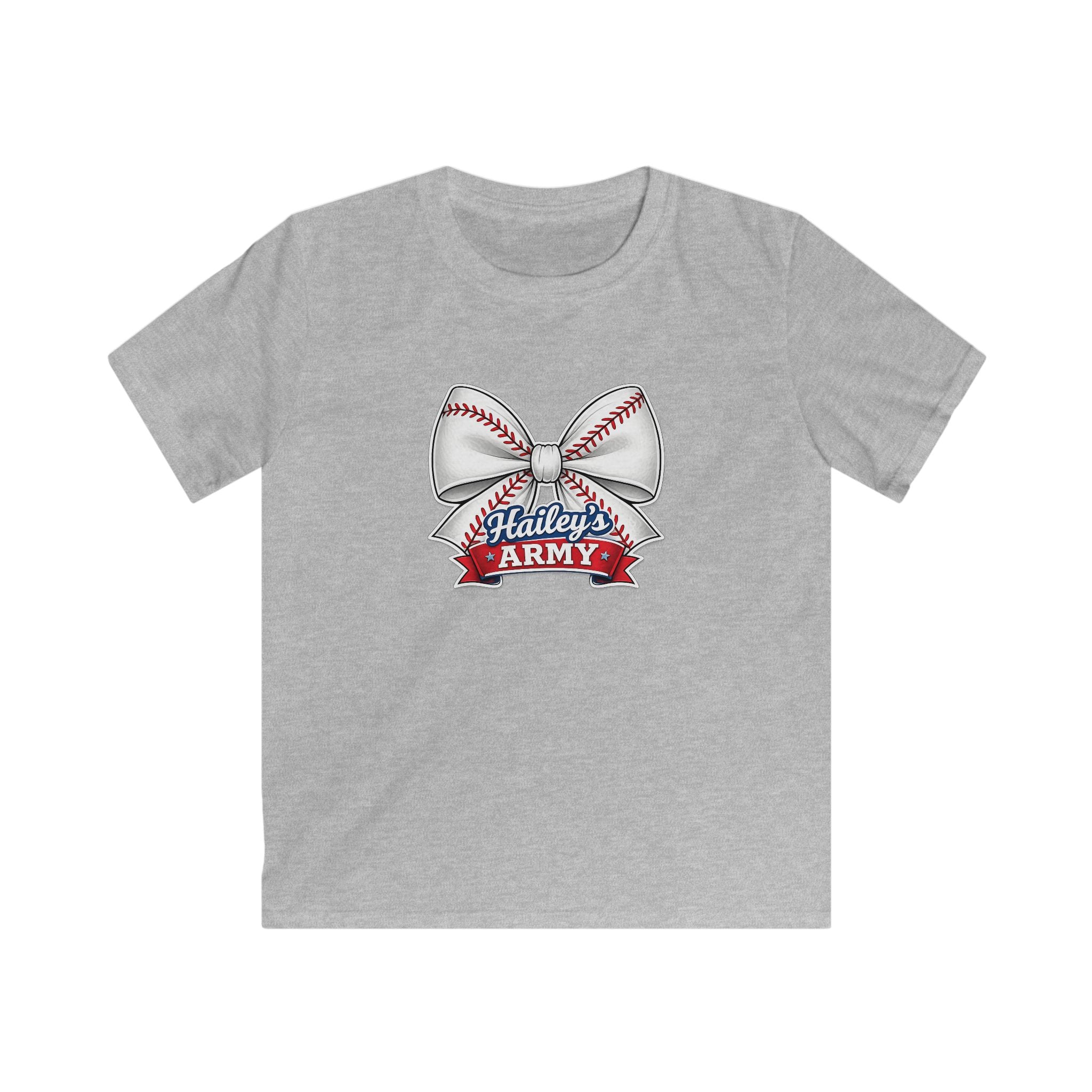 YOUTH - Hailey's Army Baseball Bow Tee