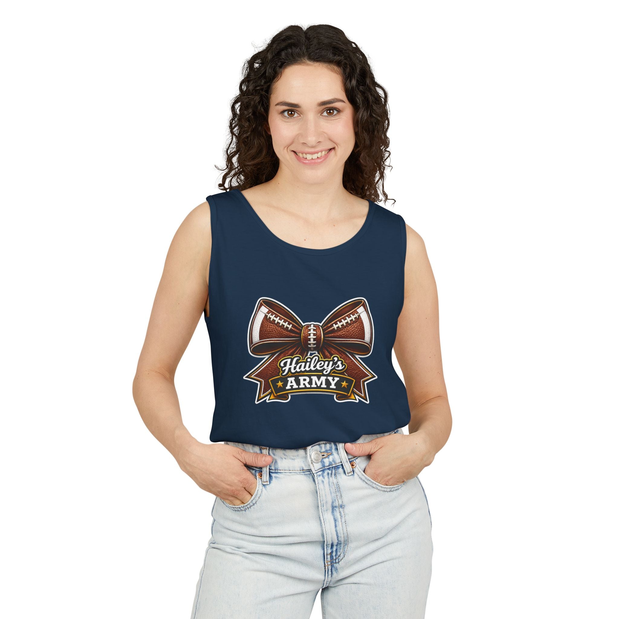 Hailey's Army Football Bow Tank Top