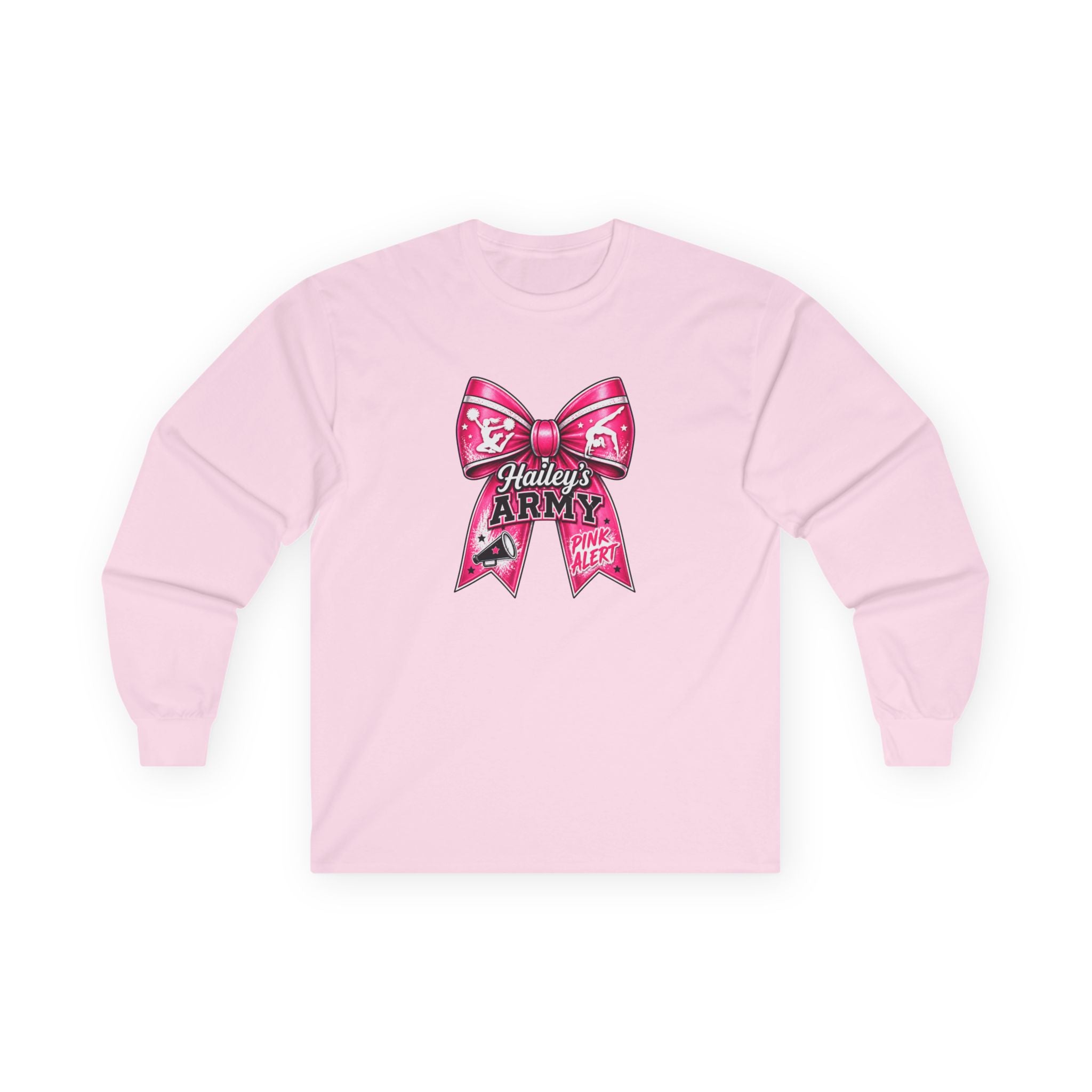 Hailey's Army Cheer/Gymnastics Bow Long Sleeve Tee