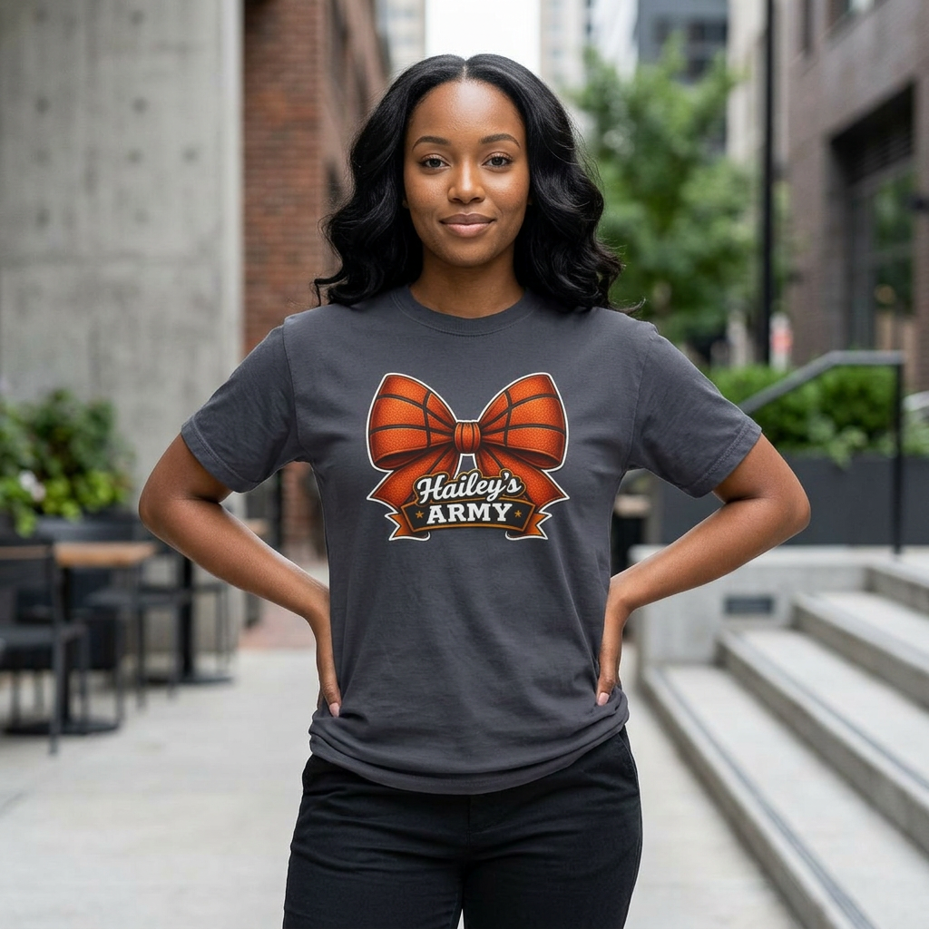 Hailey's Army Basketball Bow Tee