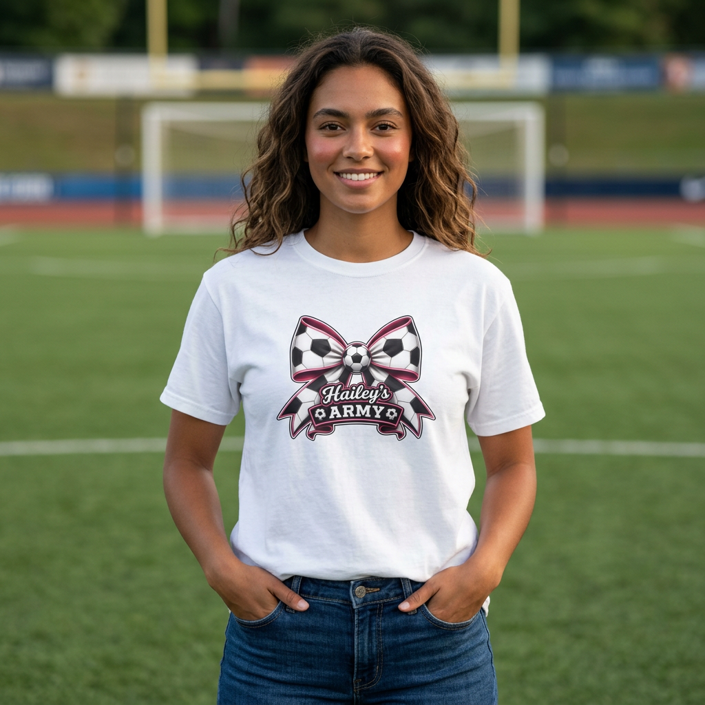 Hailey's Army Soccer Bow Tee
