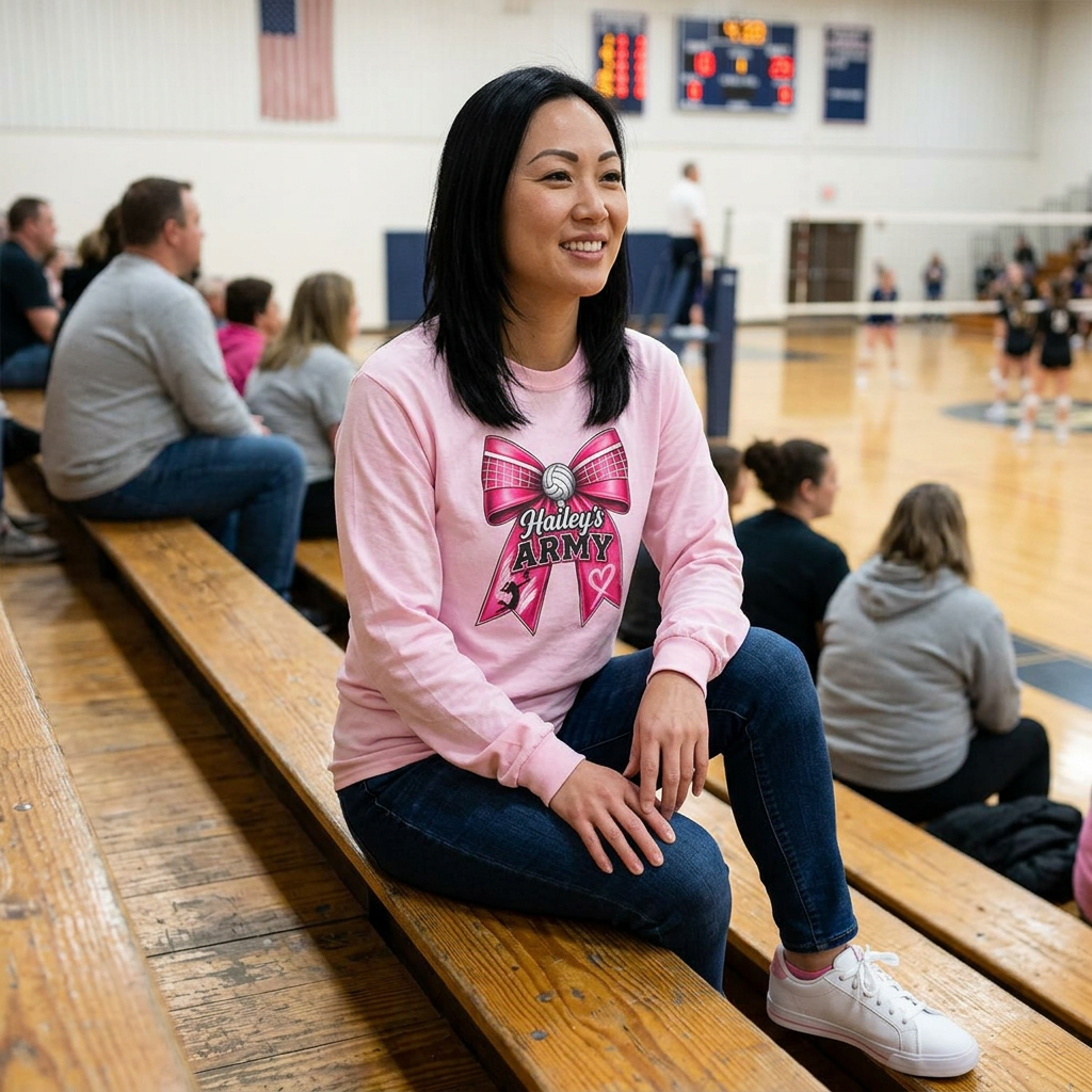 Hailey's Army Volleyball Bow Long Sleeve Tee