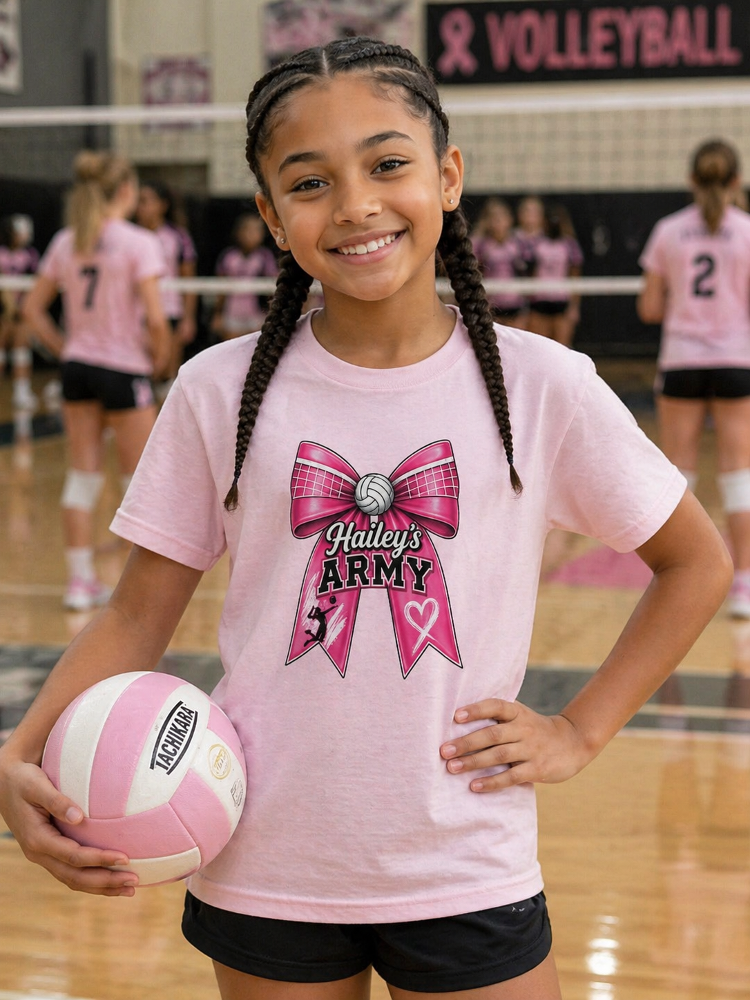 YOUTH - Hailey's Army Volleyball Bow Tee