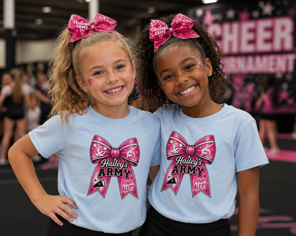 YOUTH - Hailey's Army Cheer/Gymnastics Bow Tee