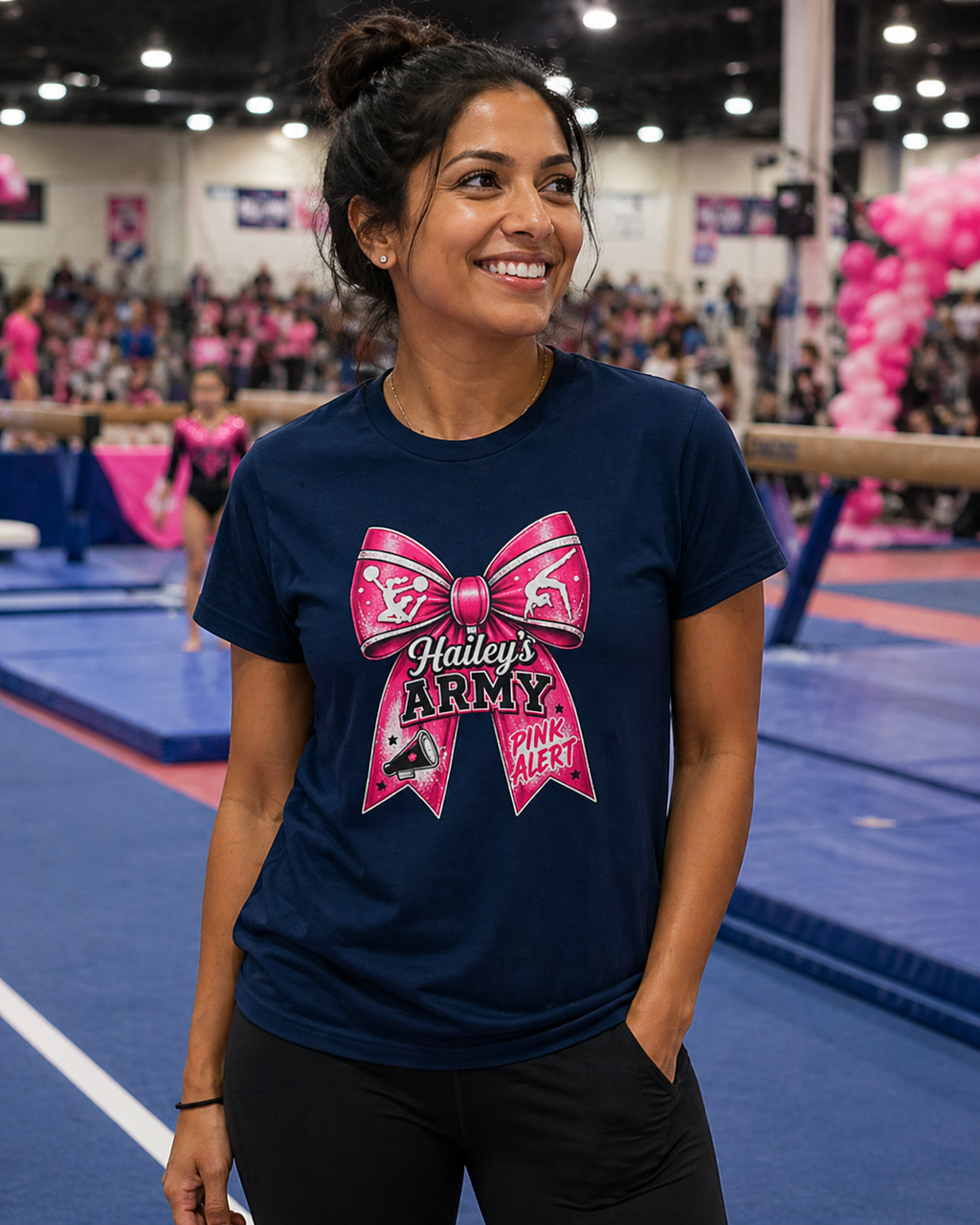 Hailey's Army Gymnastics/Cheer Bow Tee
