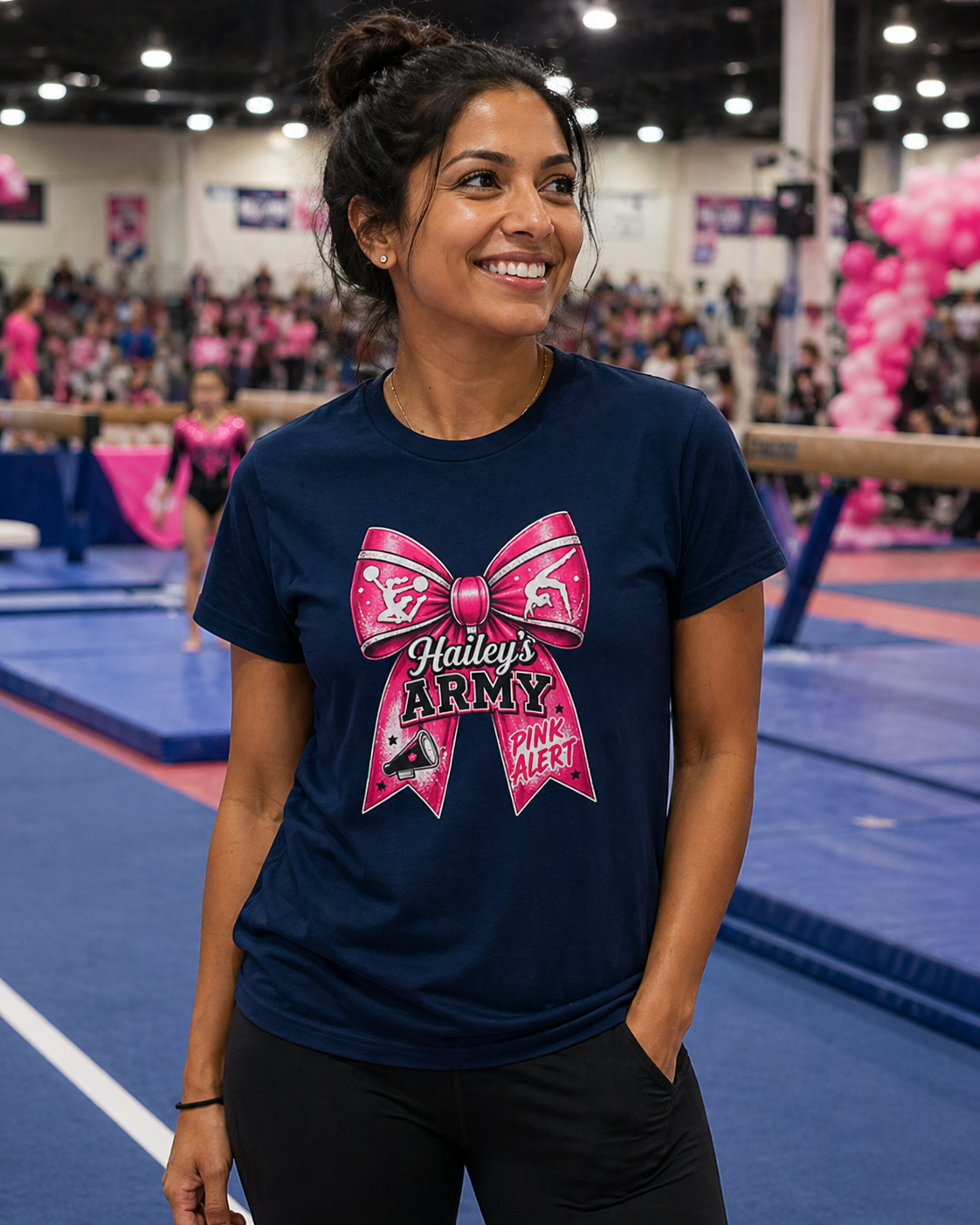 Hailey's Army Gymnastics/Cheer Bow Tee