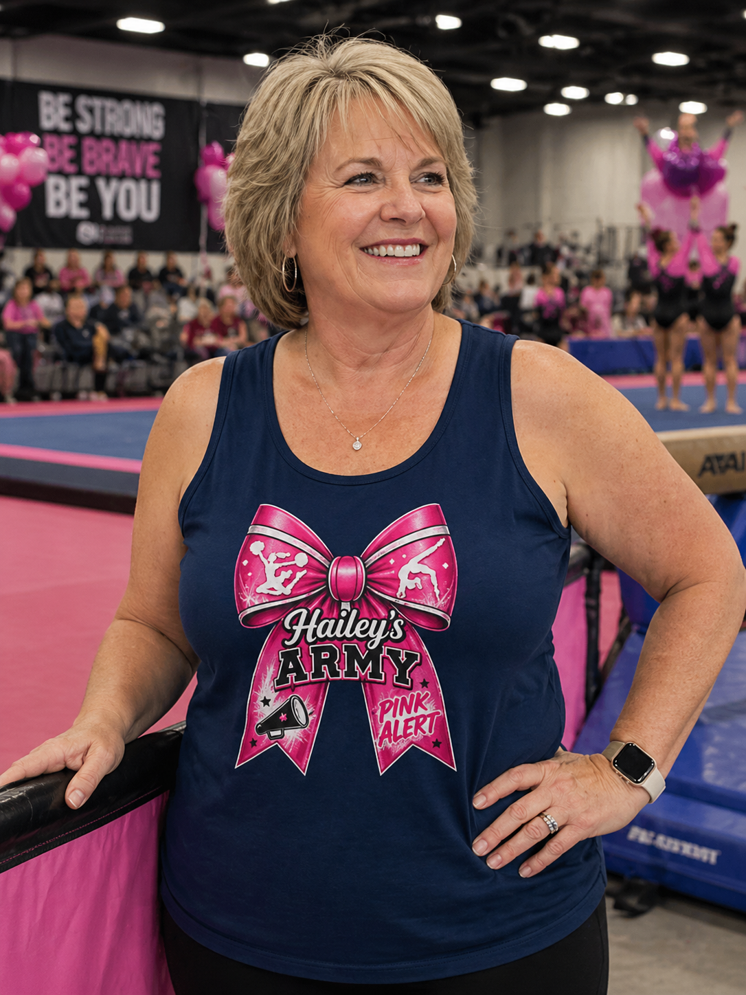 Hailey's Army Cheer/Gymnastics Bow Tank Top
