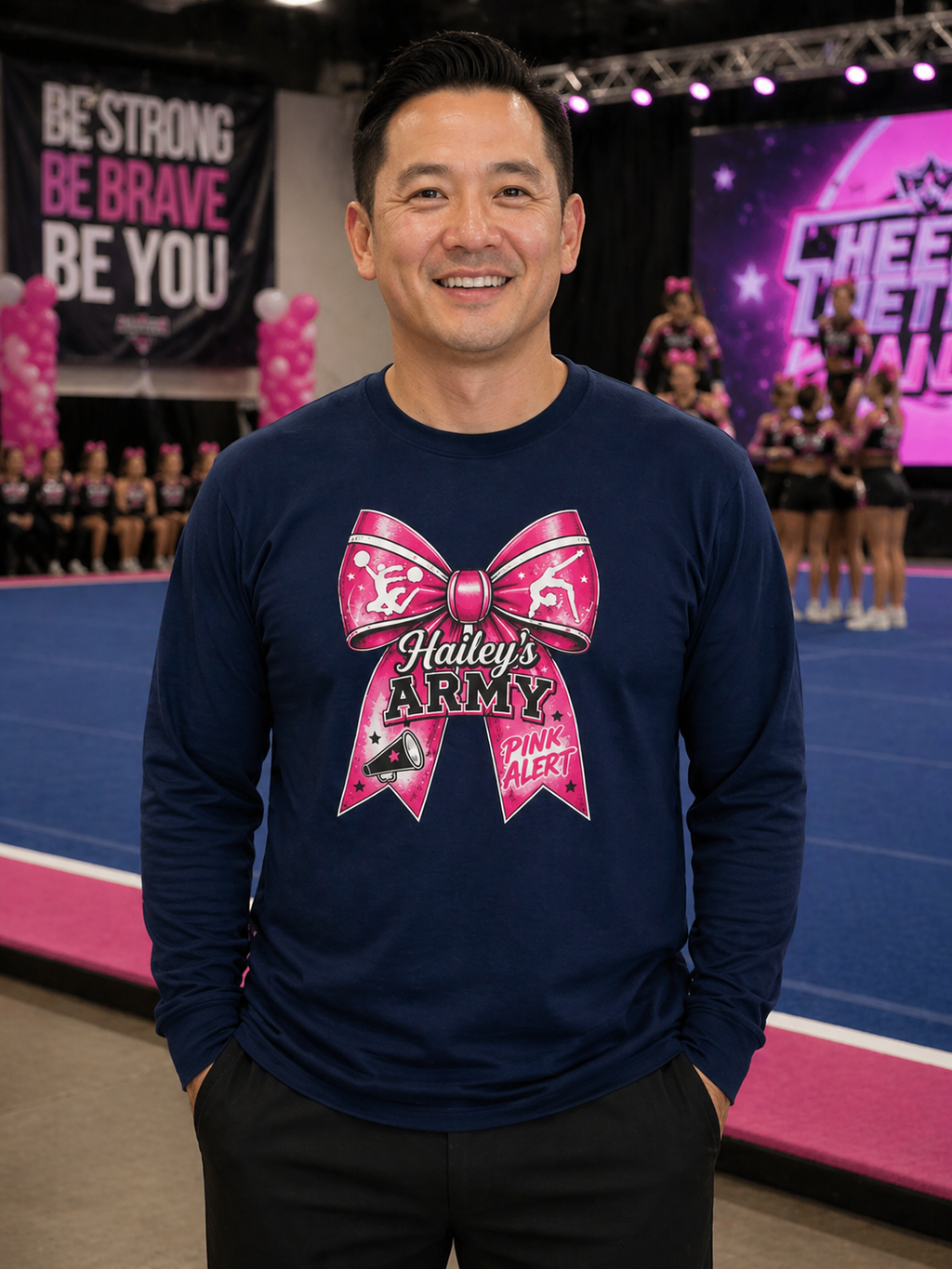 Hailey's Army Cheer/Gymnastics Bow Long Sleeve Tee