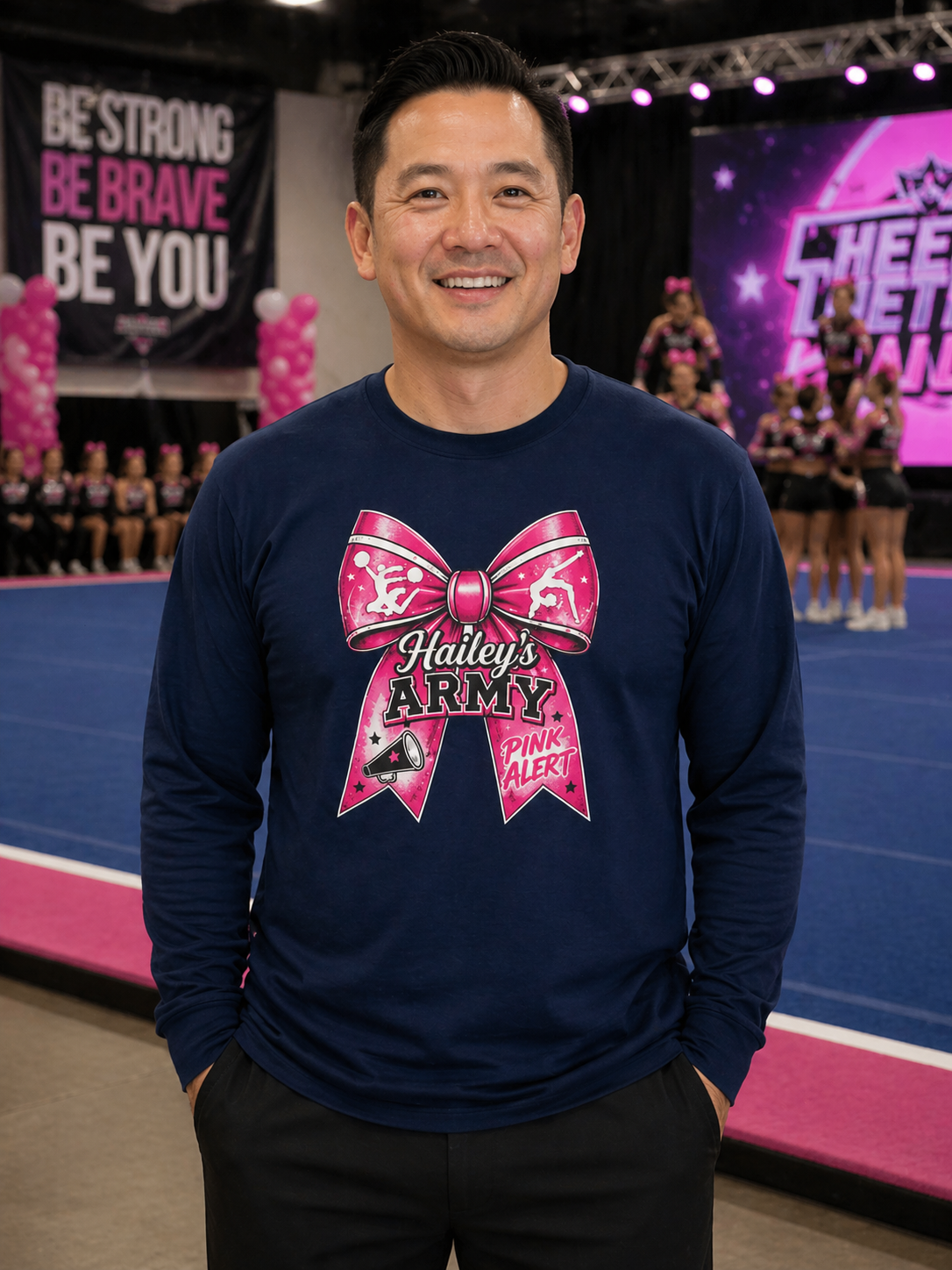 Hailey's Army Cheer/Gymnastics Bow Long Sleeve Tee