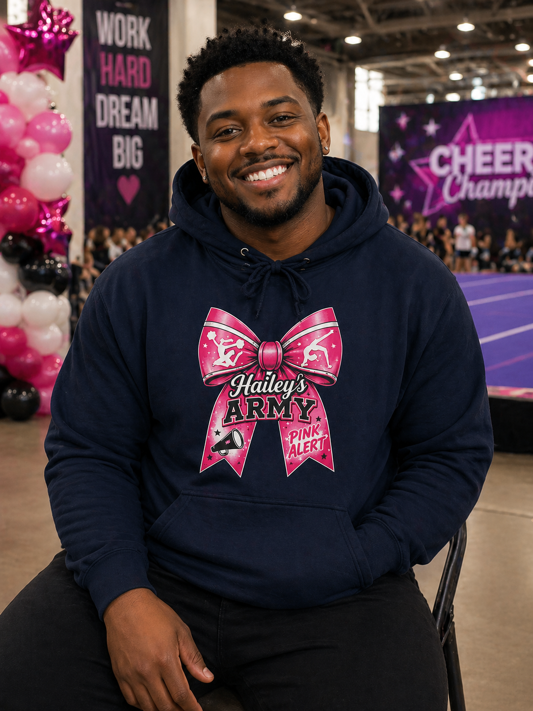 Hailey's Army Cheer/Gymnastics Bow Hoodie