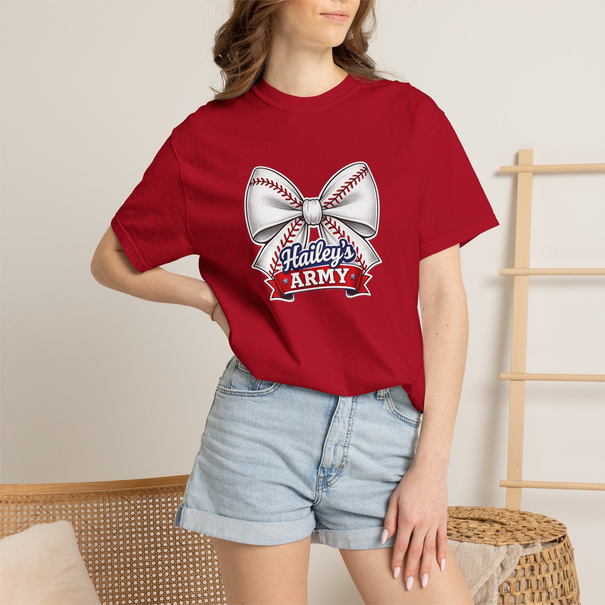 Hailey's Army Baseball Bow Tee
