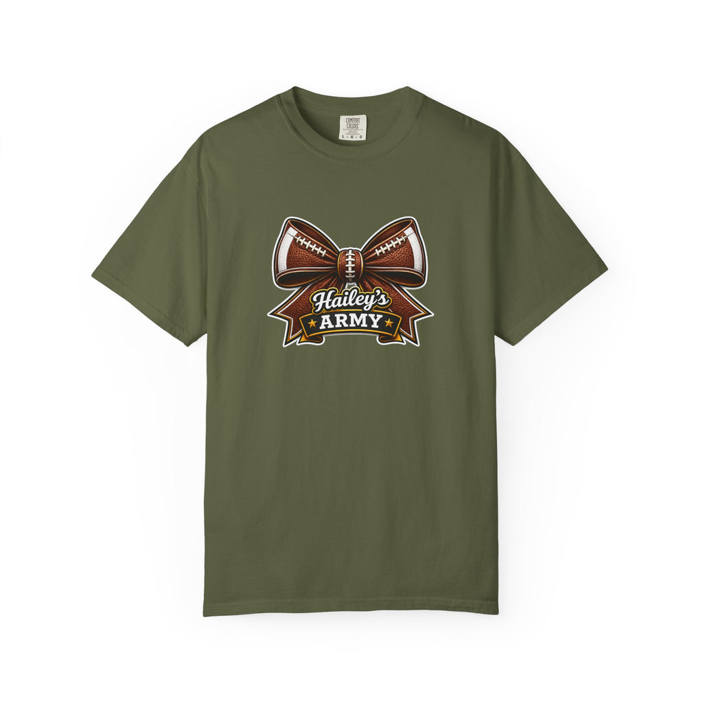 Hailey's Army Football Bow Tee