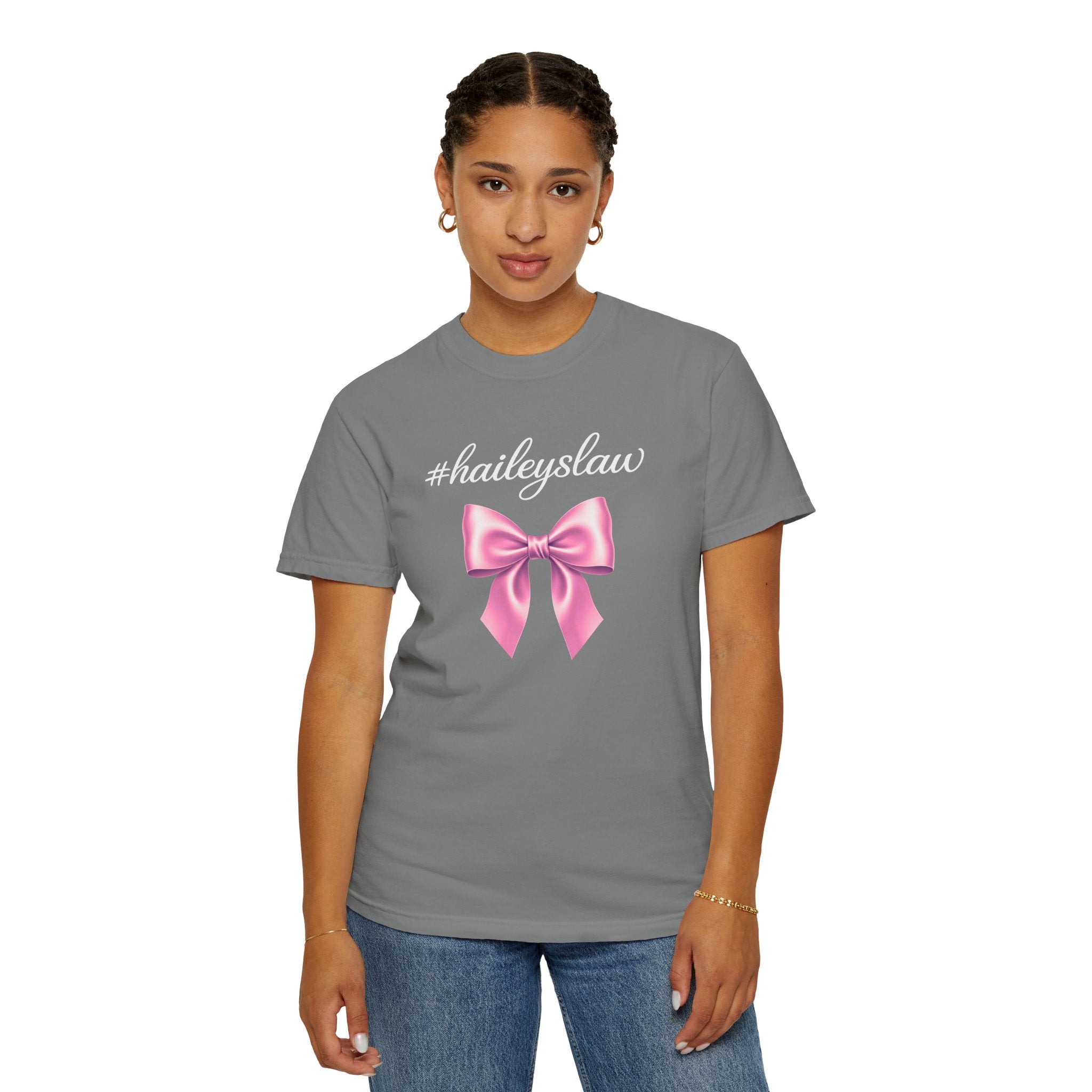 Hailey's Law Pink Bow Tee