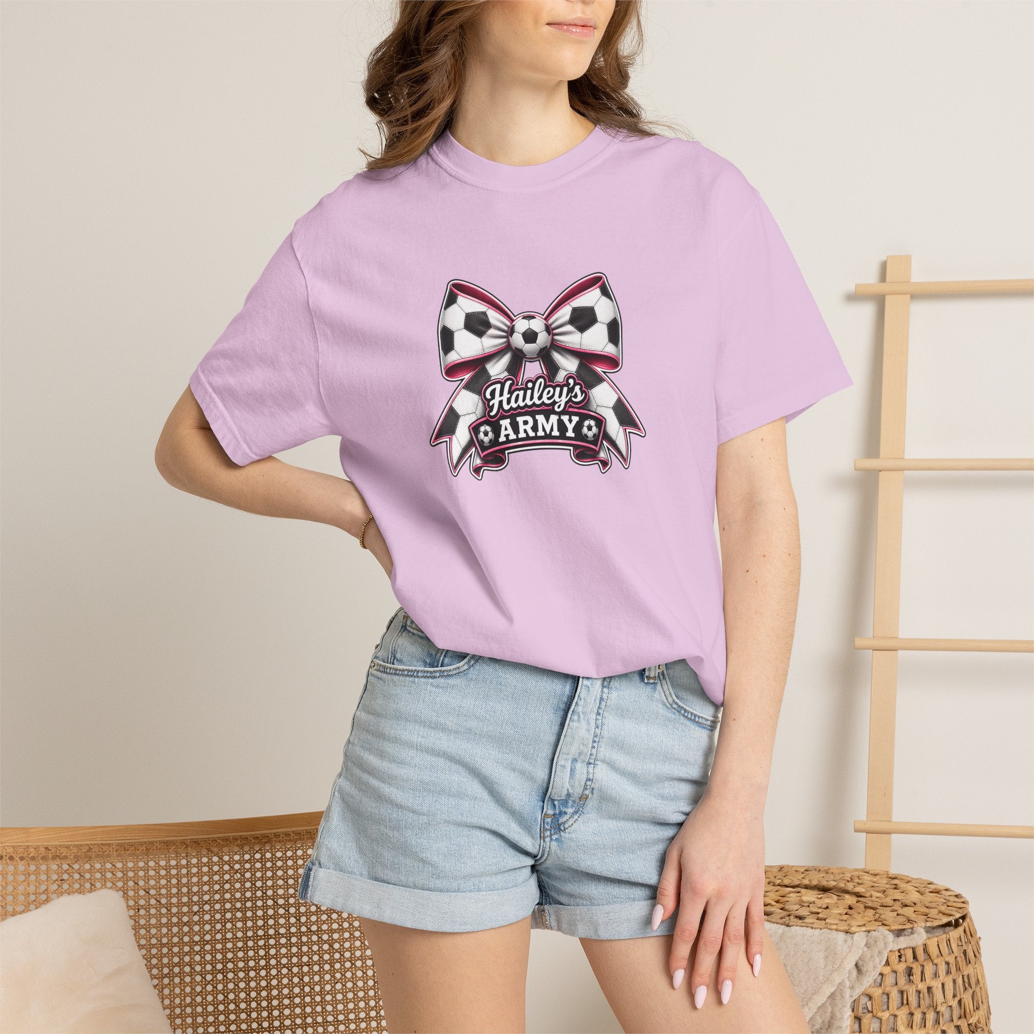 Hailey's Army Soccer Bow Tee
